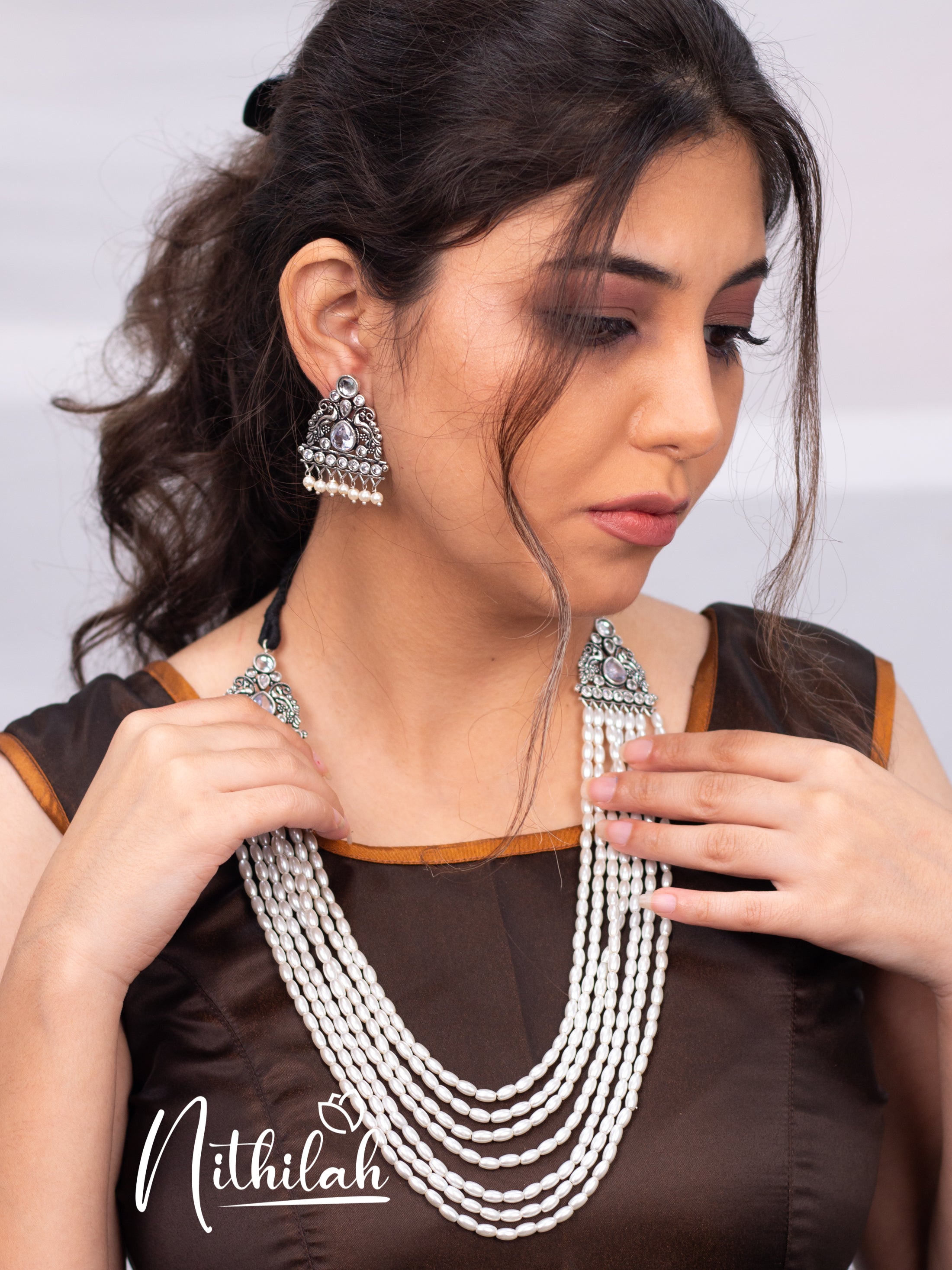 Nithilah Oxidised Long Necklace