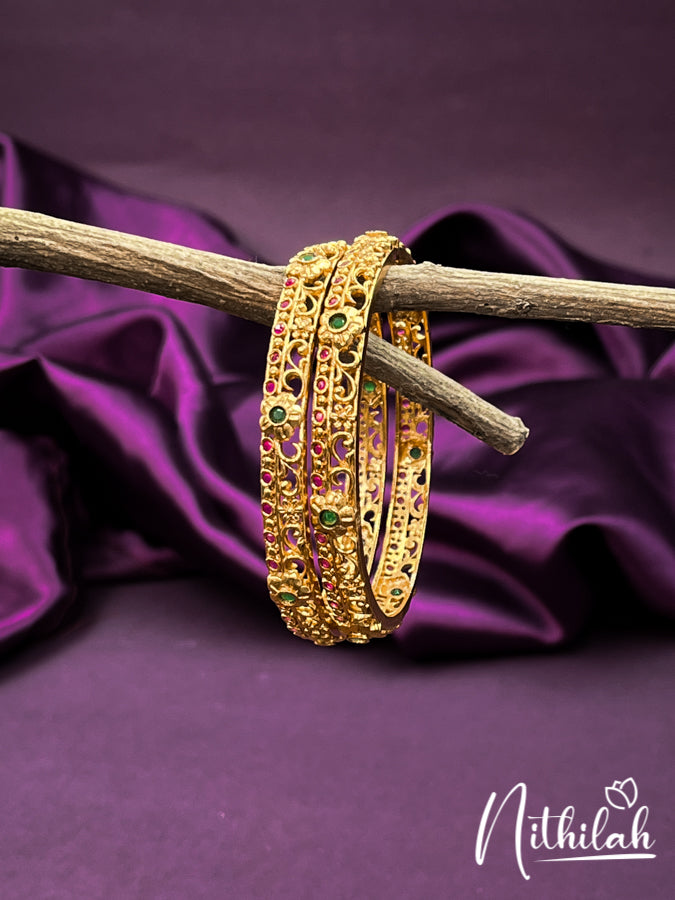 Gold Pretty flower and flourish Bangles