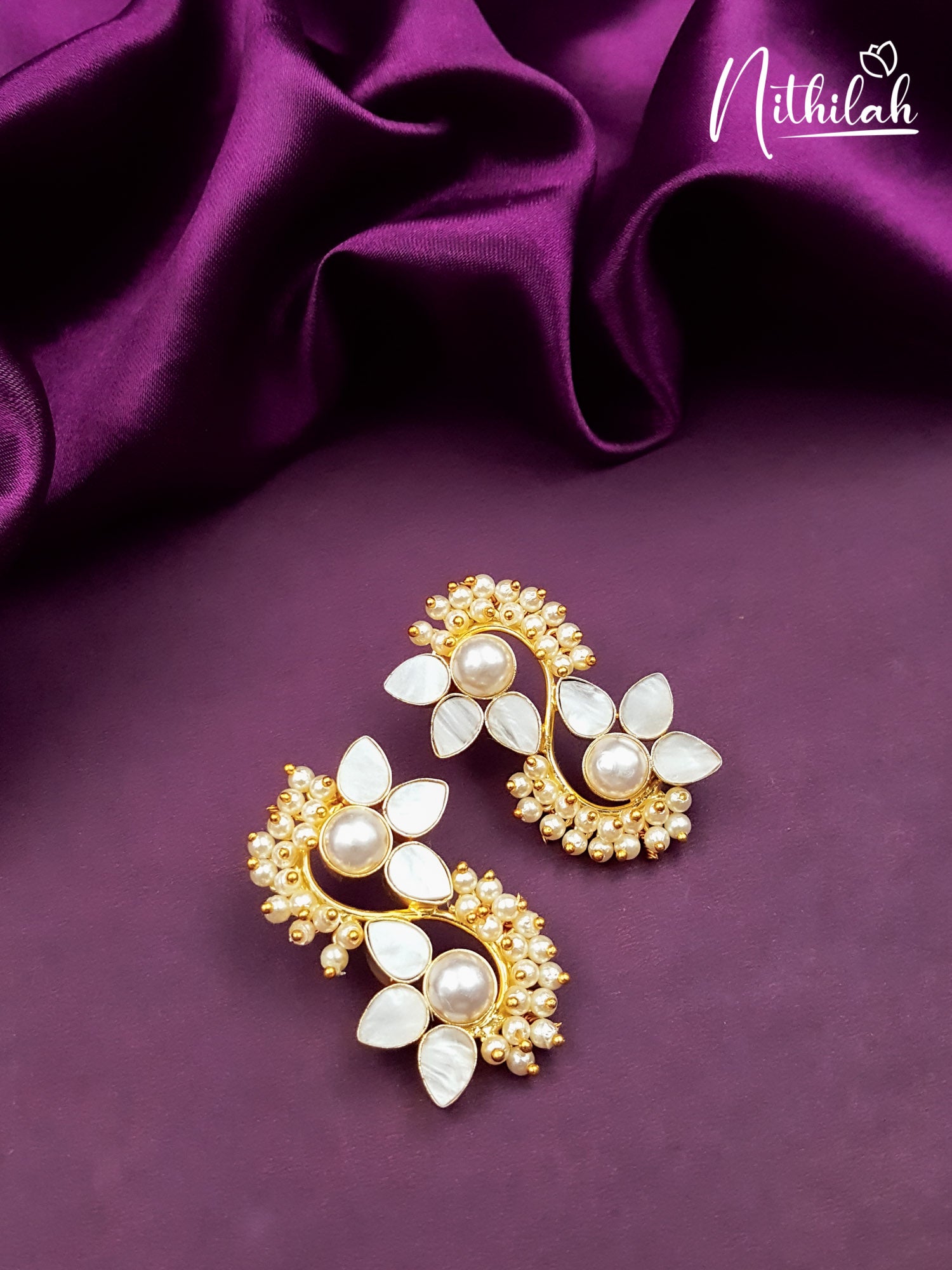 Half Flower Mother of Pearl Earrings