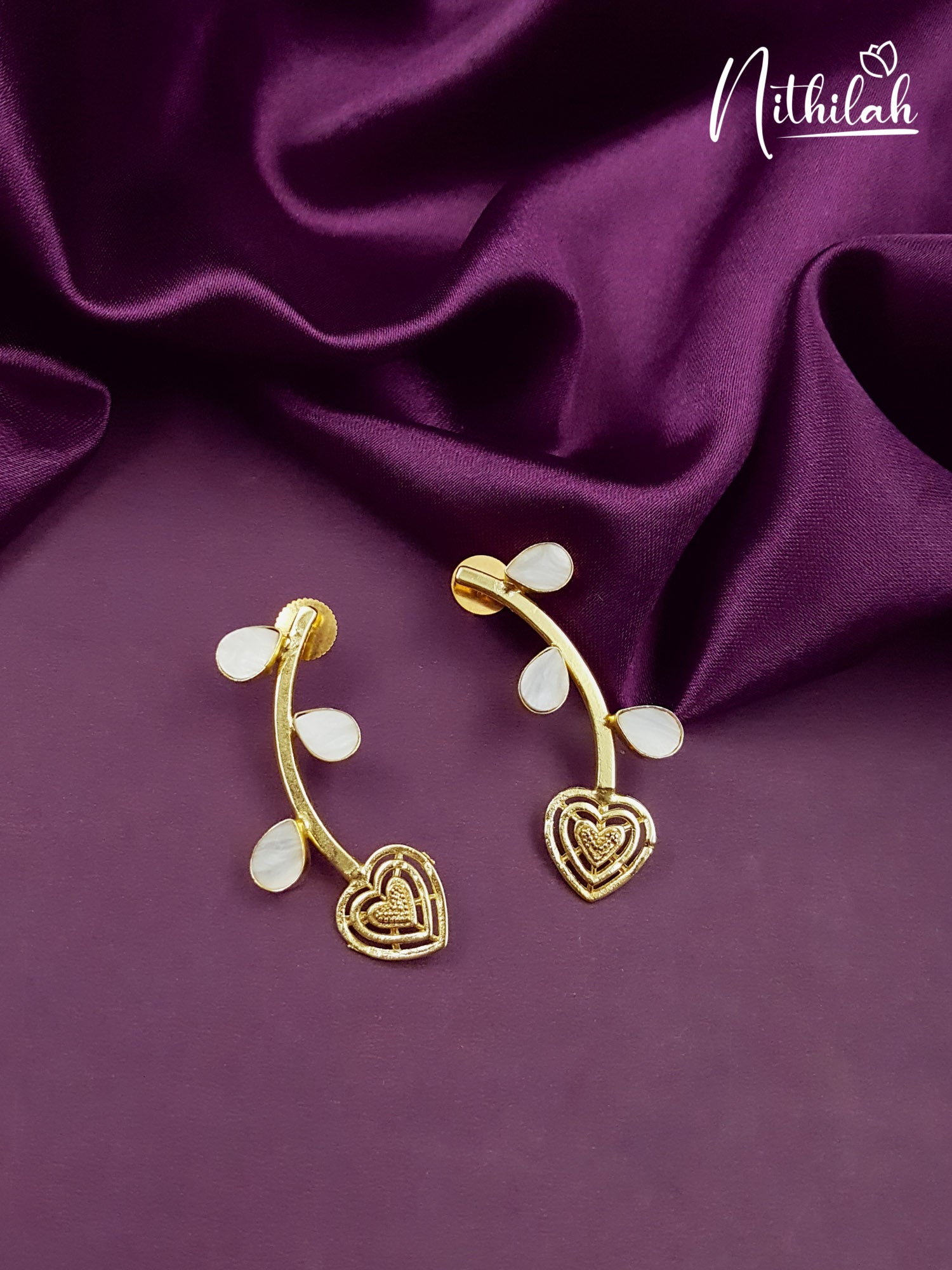 Heart Stem MOP Earrings