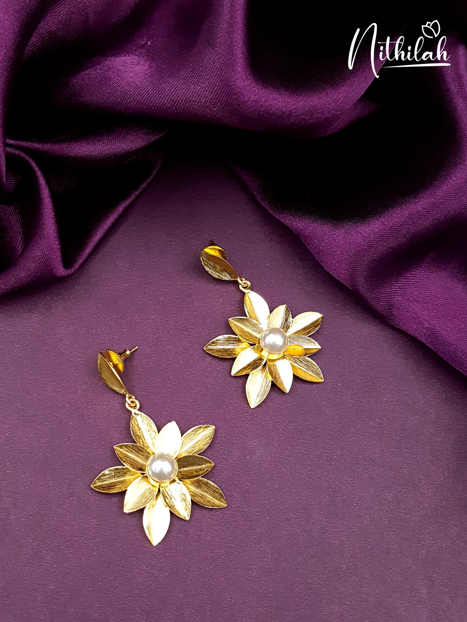 Layered Flowers Gold Design Earrings