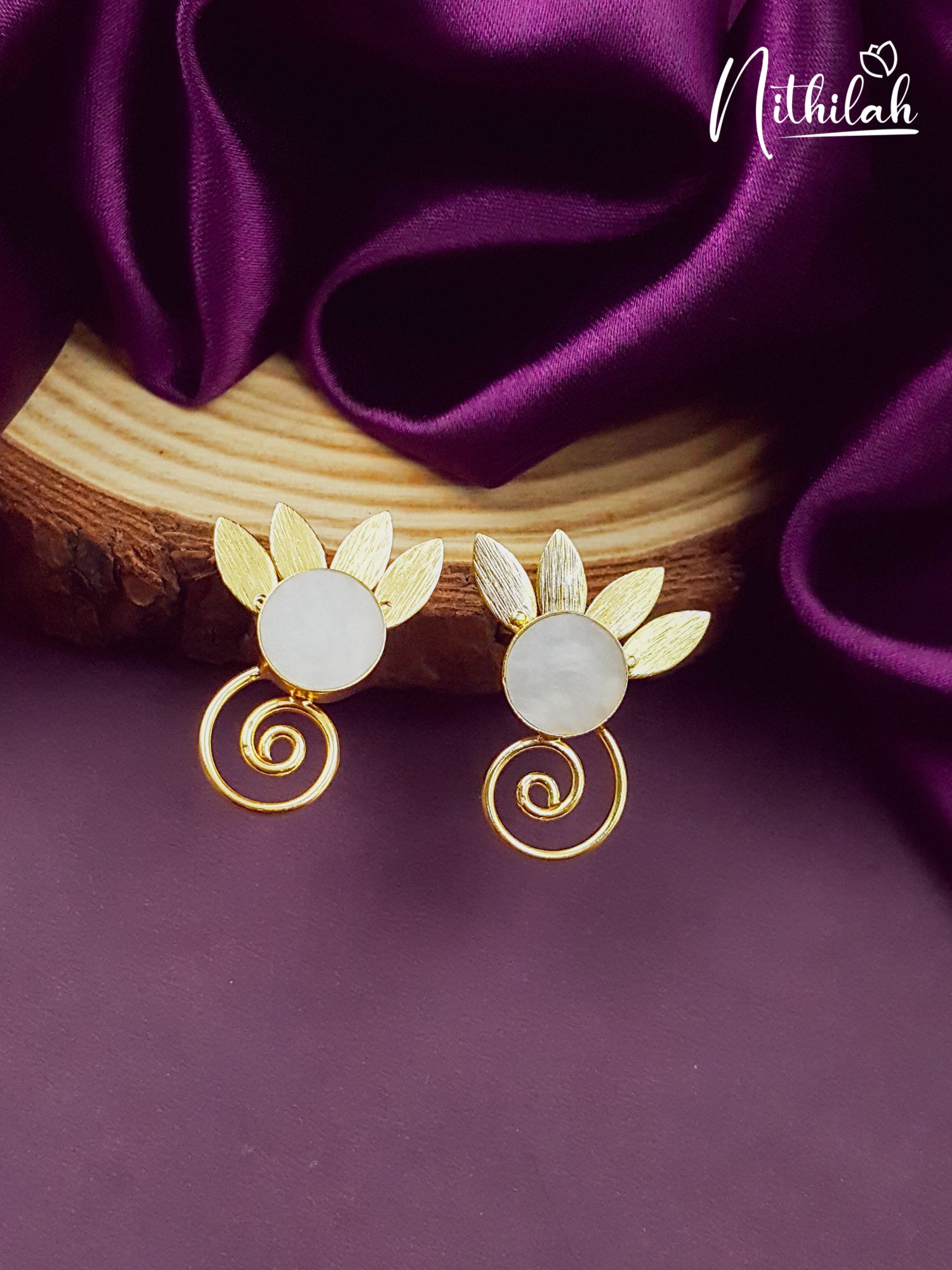 Leaves and Spiral MOP Earrings
