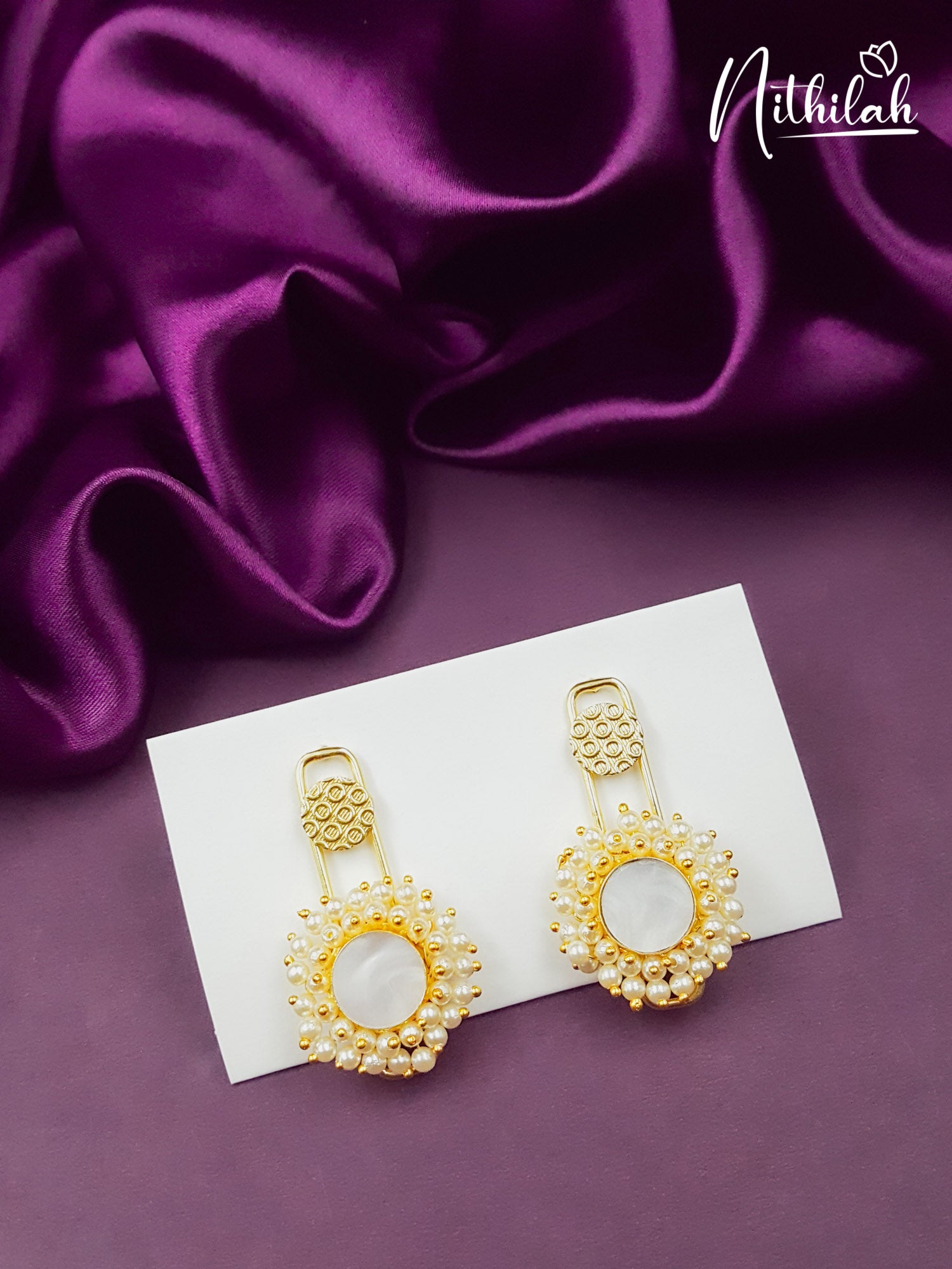 MOP Cluster Pearls Gold Fashion Earrings
