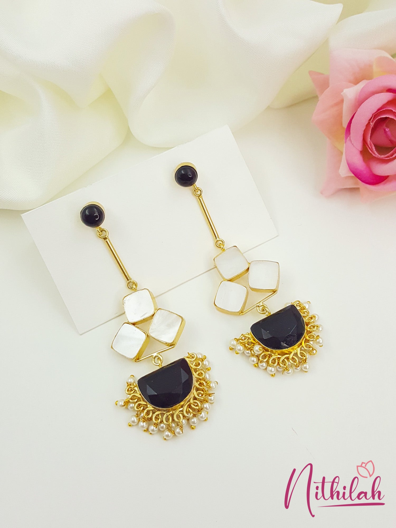 Semi-Circle Quartz Fashion Earrings