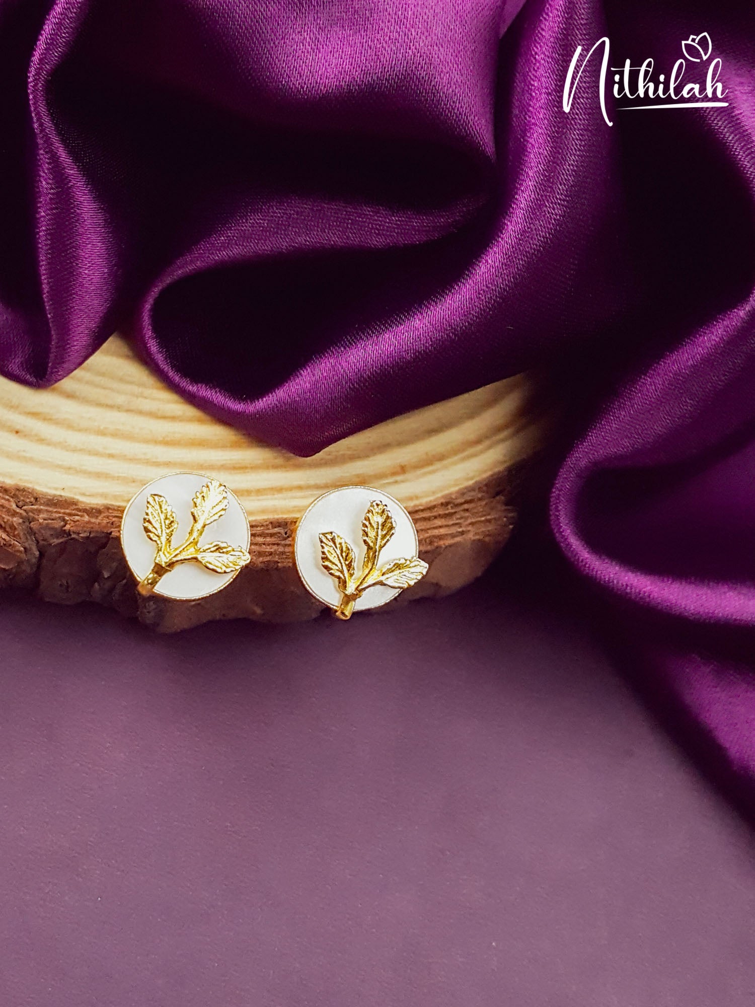 Three leaves on MOP earrings