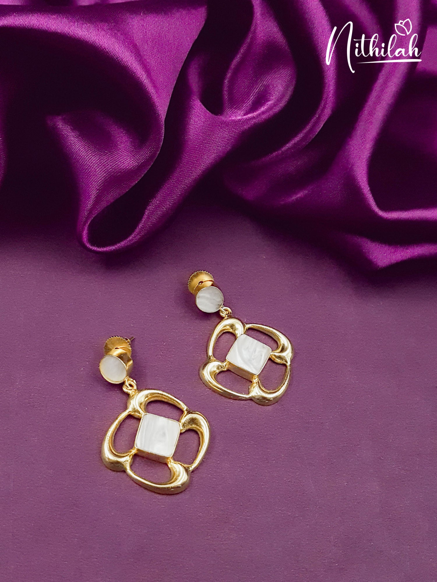 Twisted Diamond Mother of Pearl Earrings