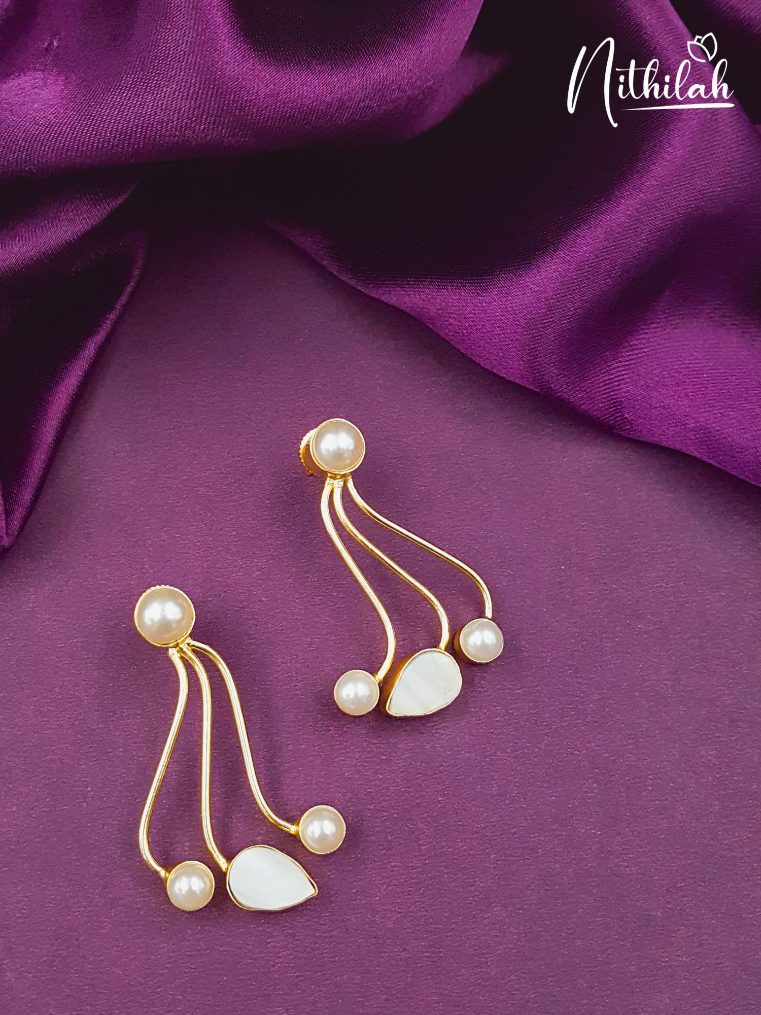 Wavy lines MOP Earring Drops