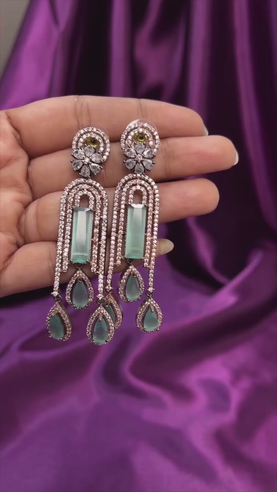 Pink Mosanite Stone American Diamond Earrings