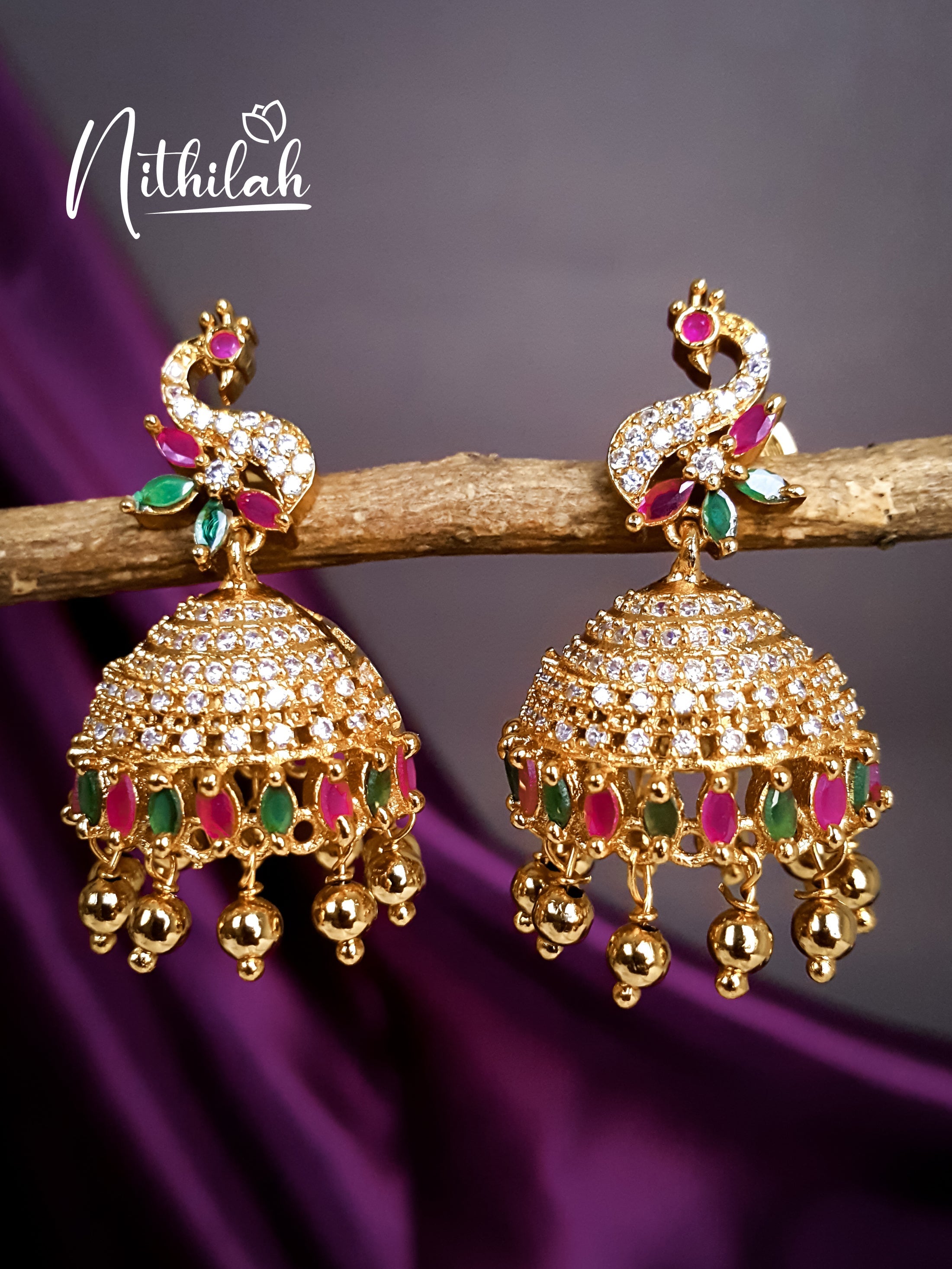 Buy AD Golden Jhumka Earrings 2