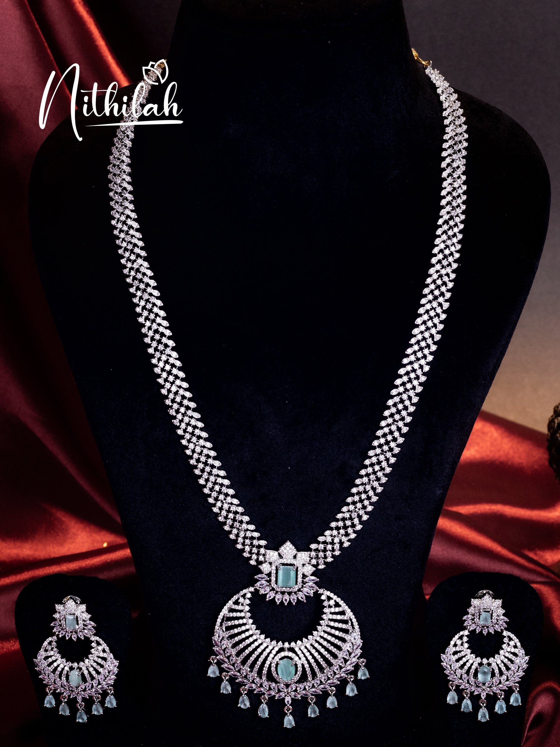 Buy American Diamond Haram Circle with Mint Stones