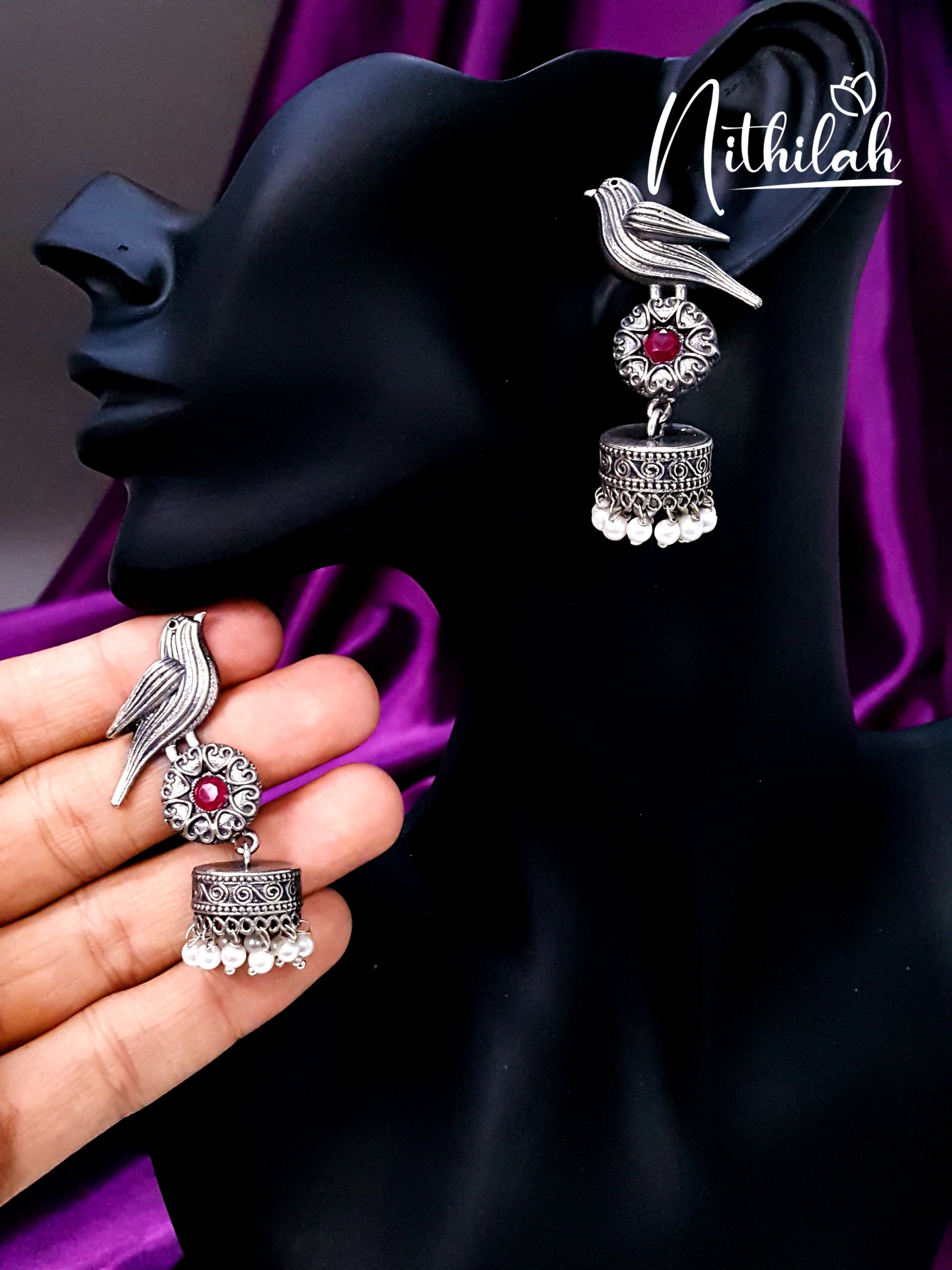 Buy Bird Oxidised Jhumka Earrings | Oxidised Earrings