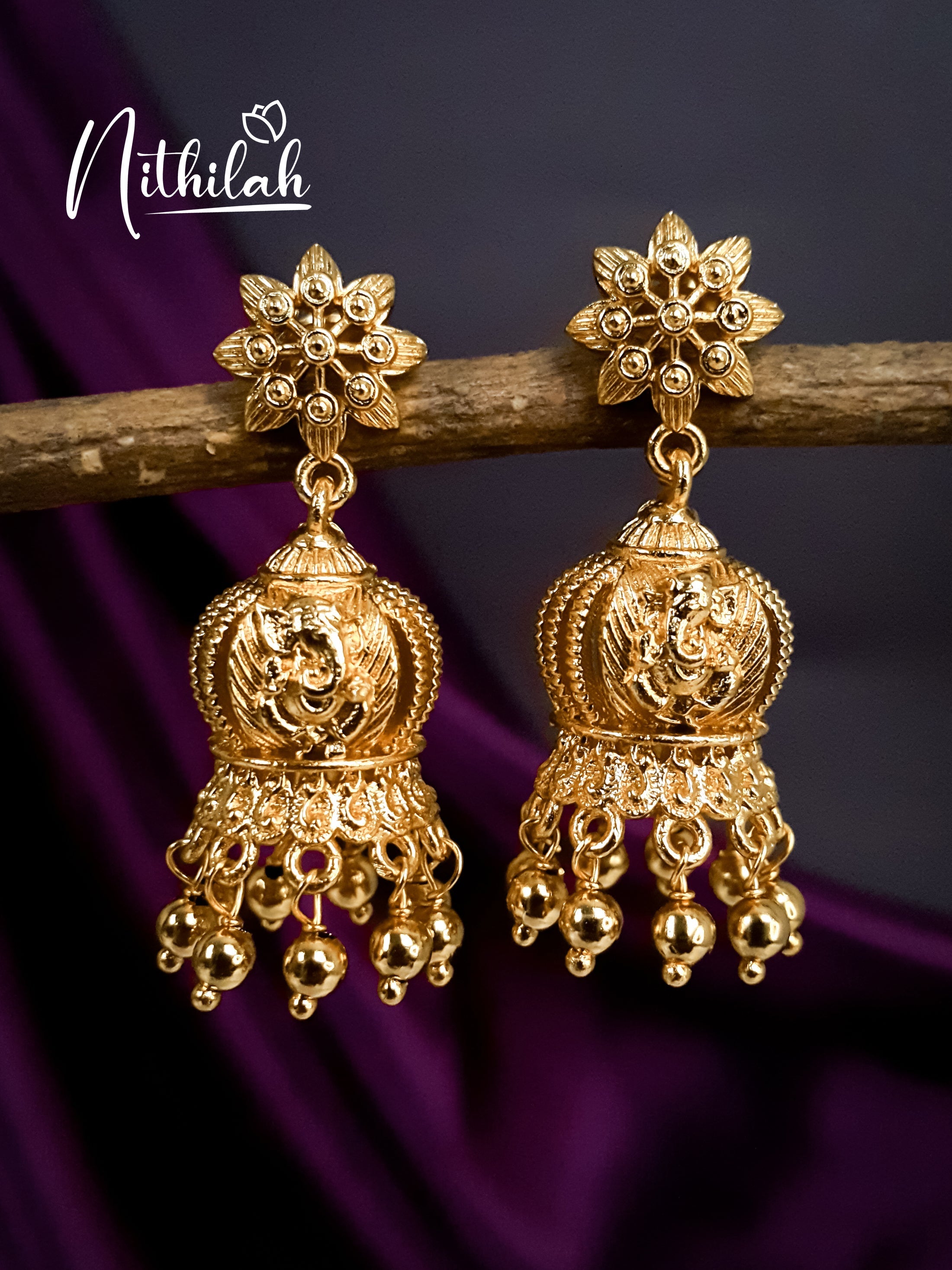 Buy Bird Cage Golden Jhumka Earrings