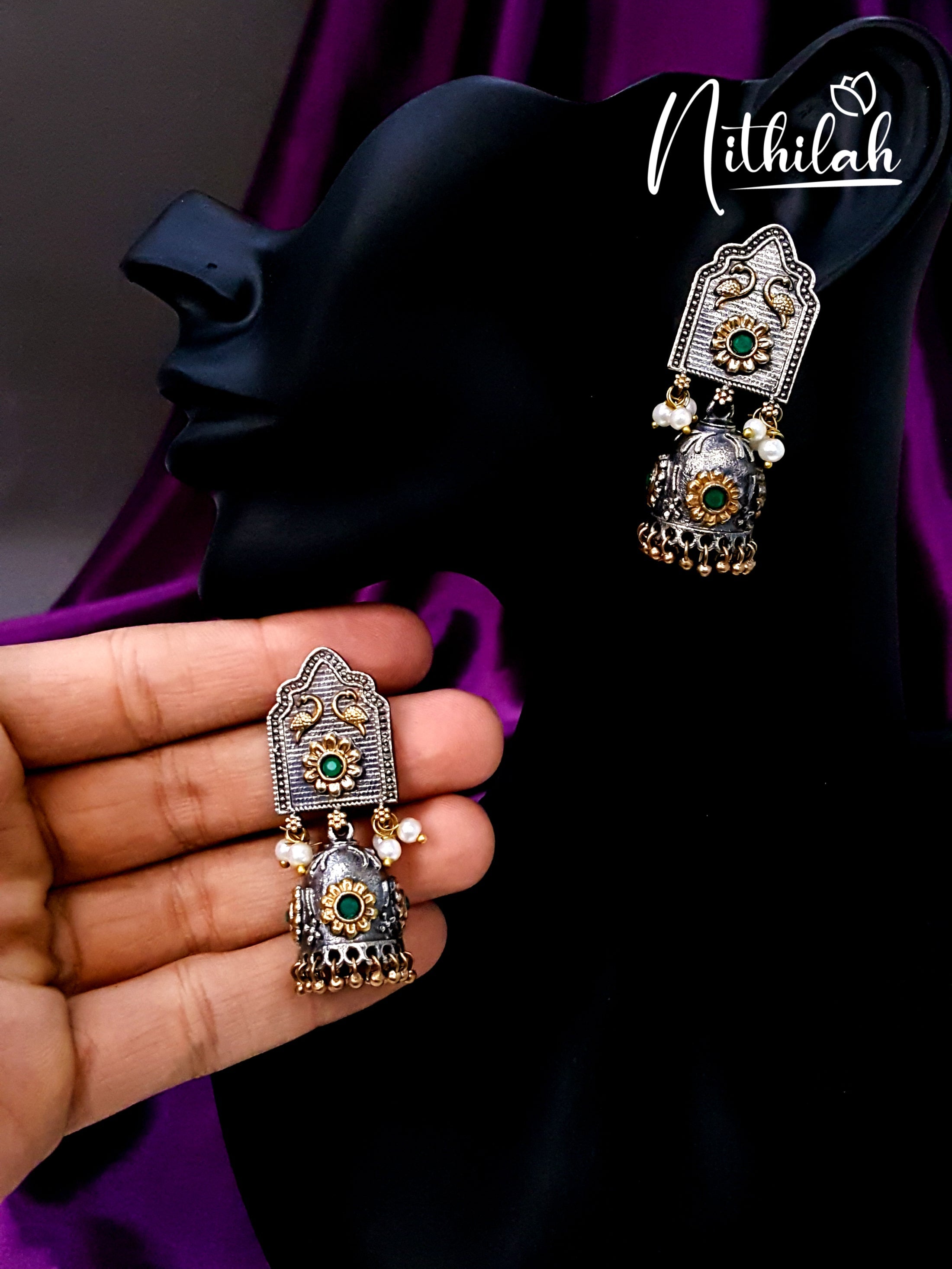 Buy Dual Tone Oxidised Jhumka Earring Design | Oxidised Jhumka