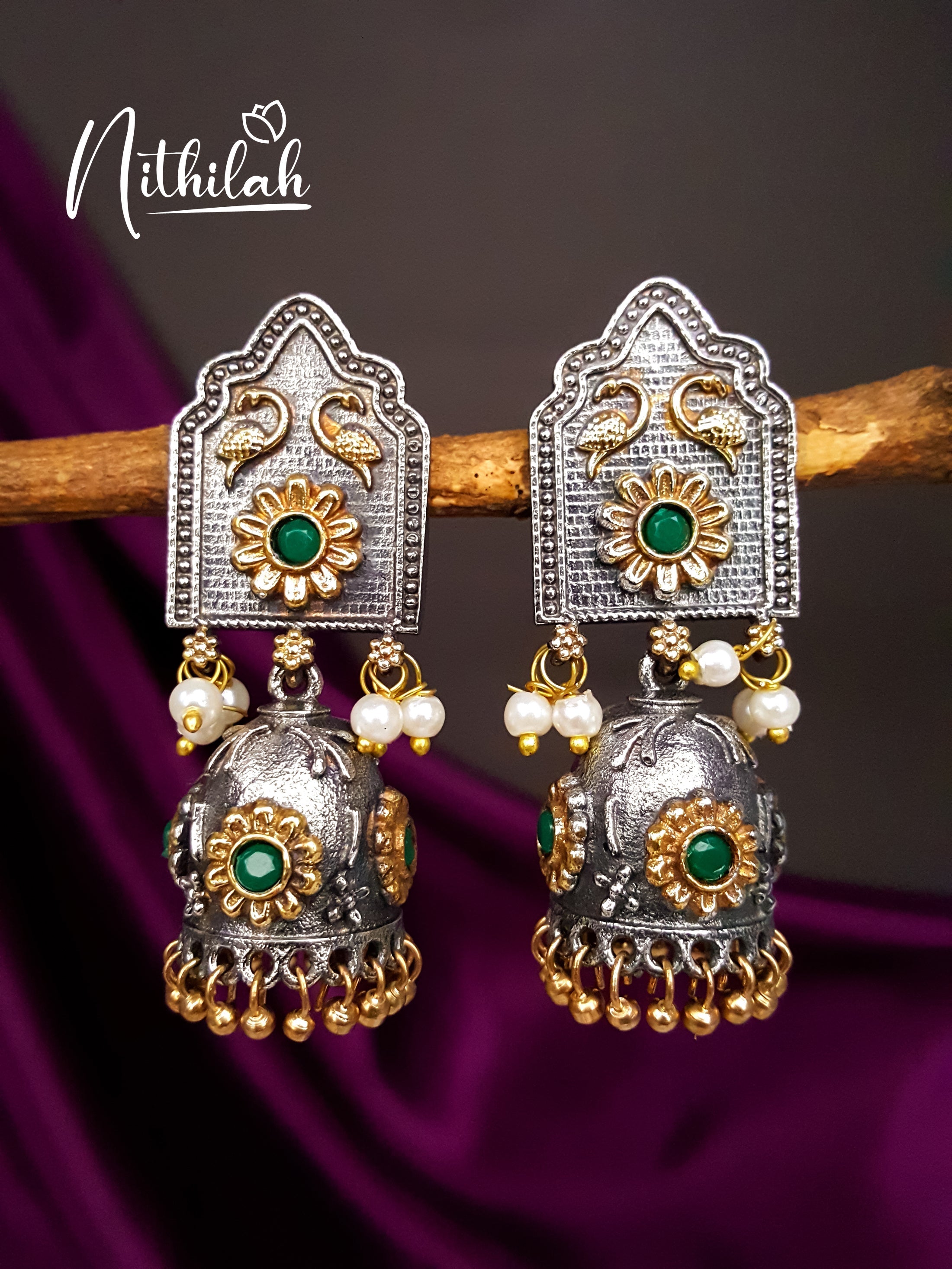 Buy Dual Tone Oxidised Jhumka Earring Design | Oxidised Jhumka