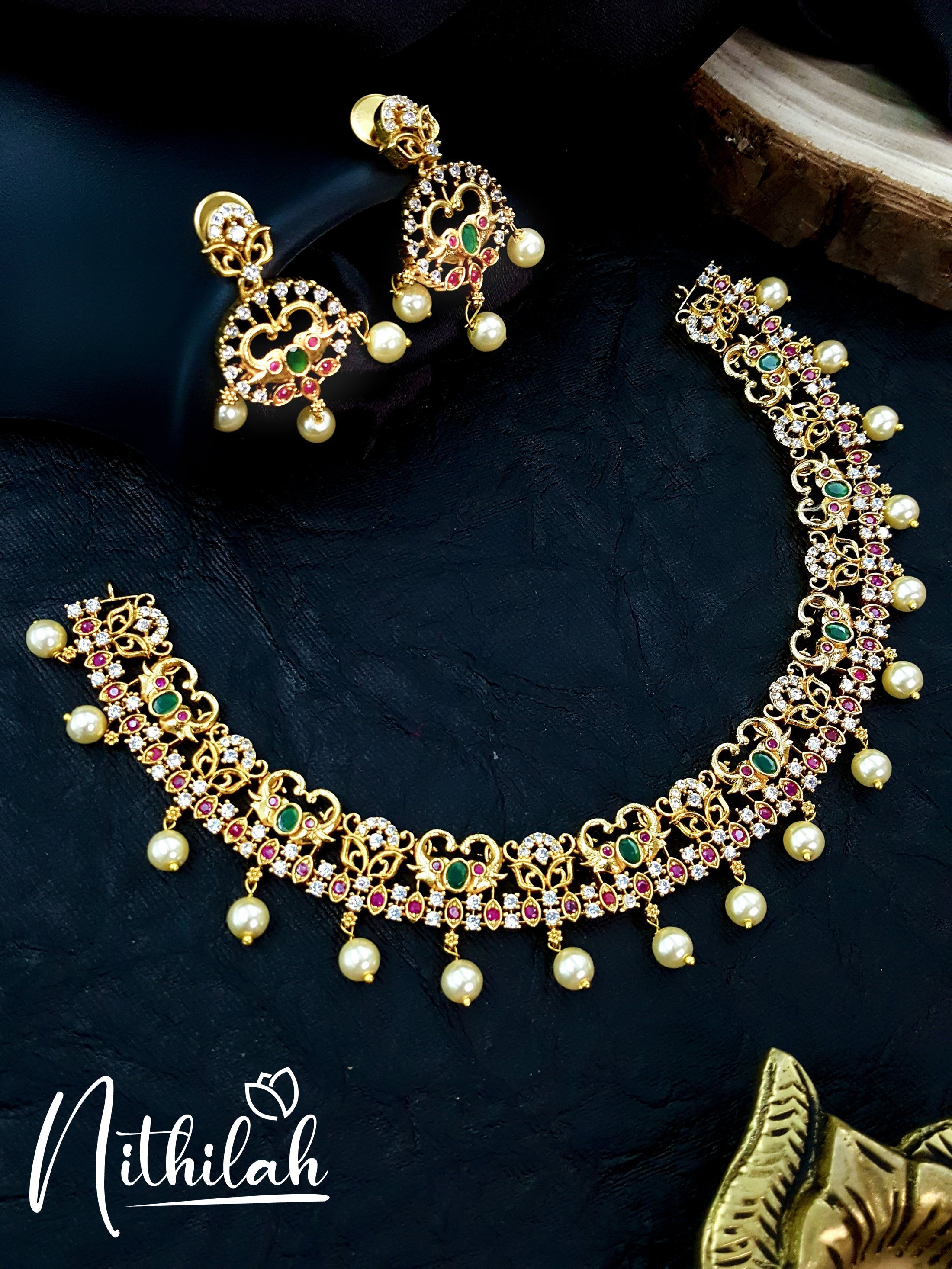 Buy Ethnic Golden AD Necklace Choker Design