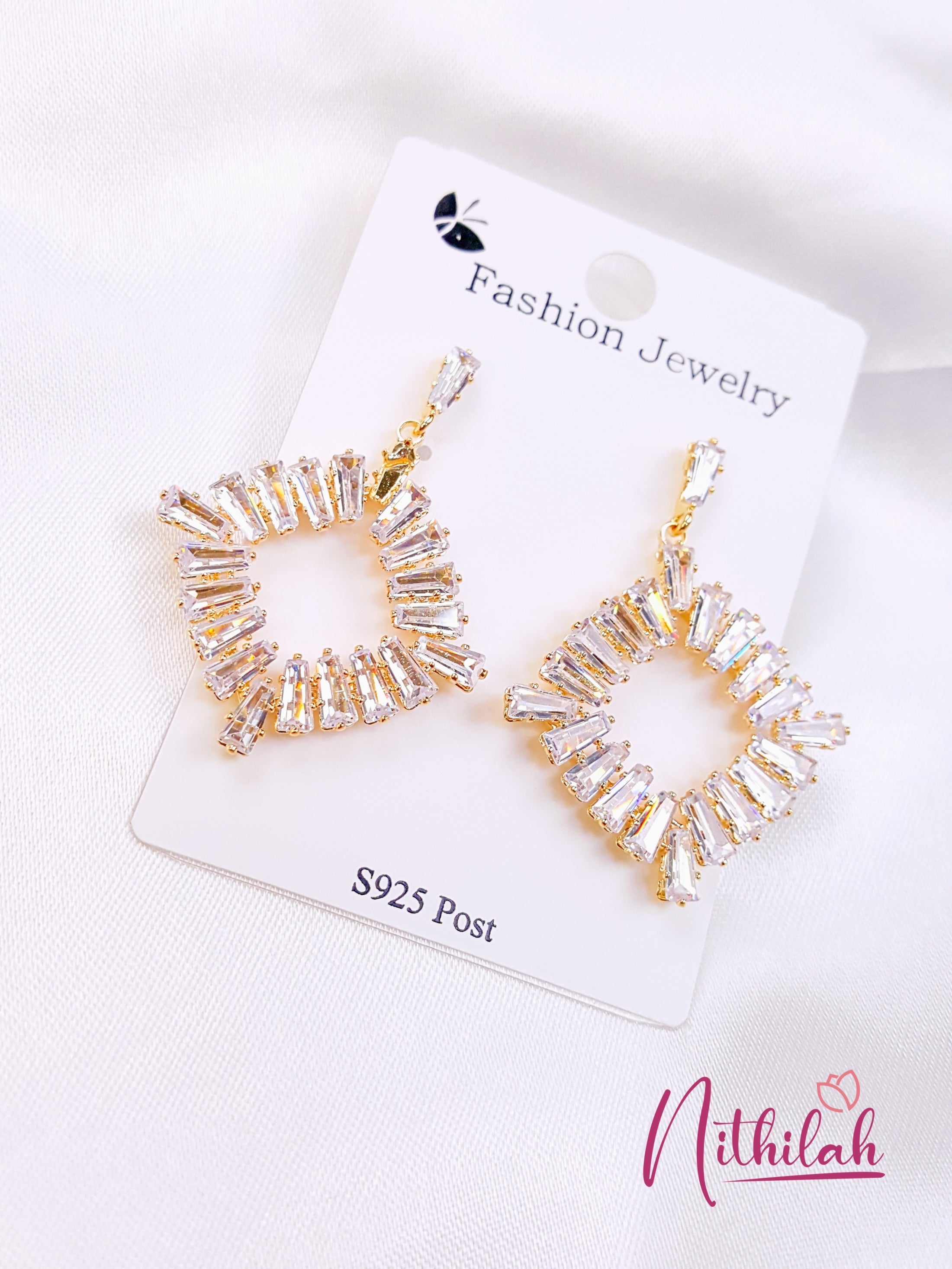 Buy Fancy Rhombus AD Rose Gold Earrings