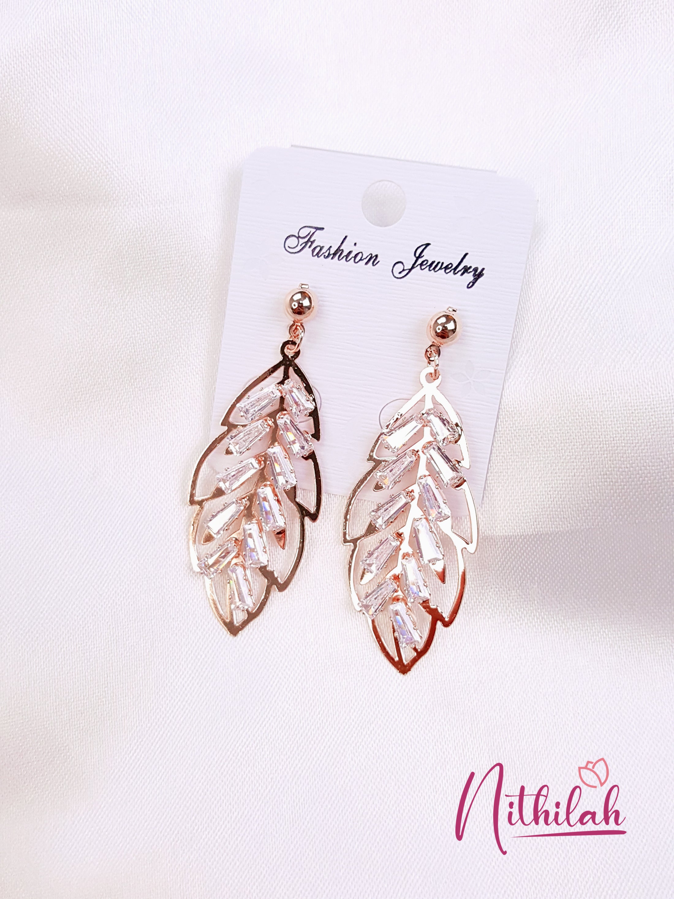 Buy Fancy Leaf Skeletal Rose Gold Earrings