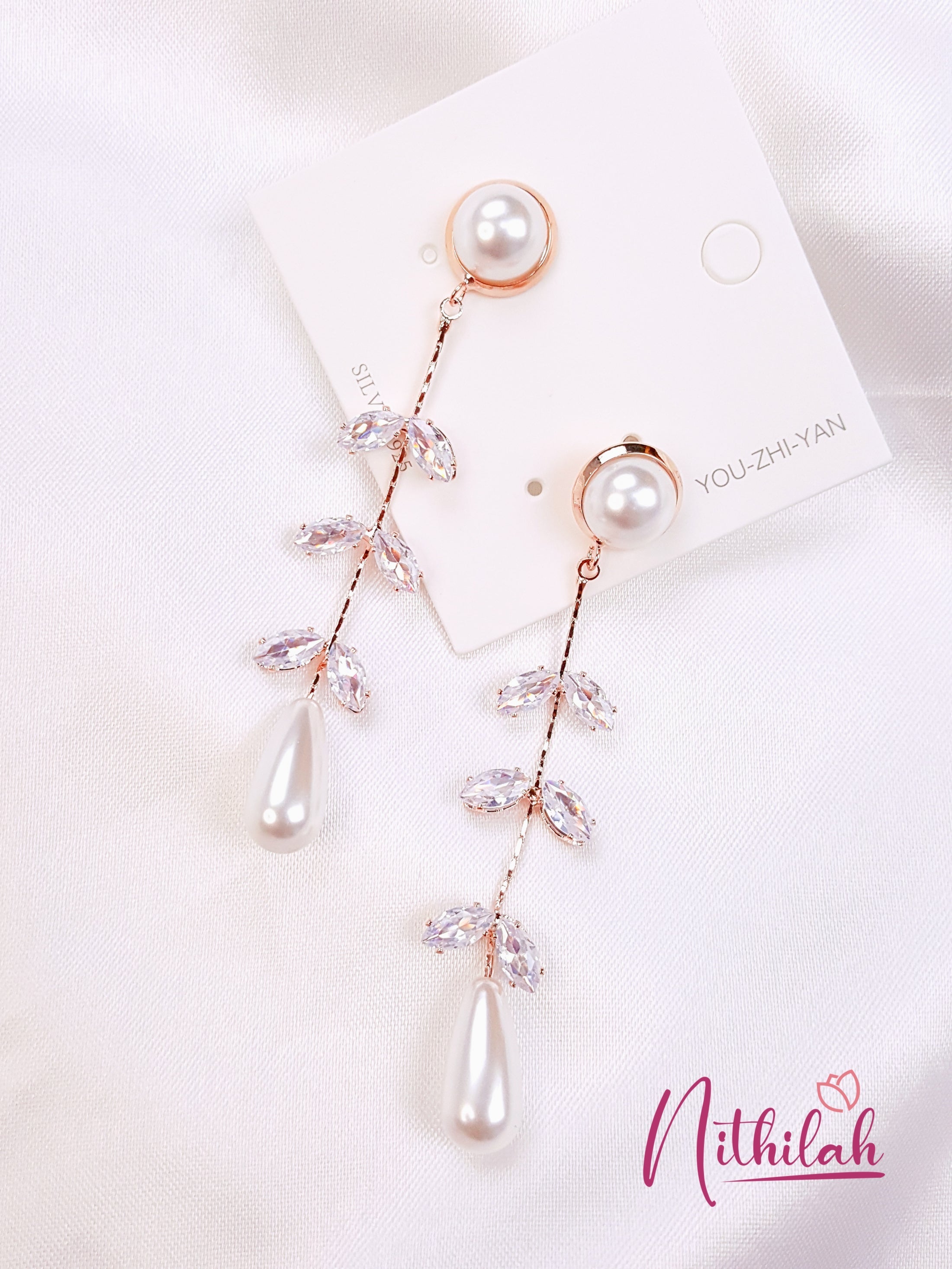 Buy Fancy Pearl Rose Gold Danglers Earrings