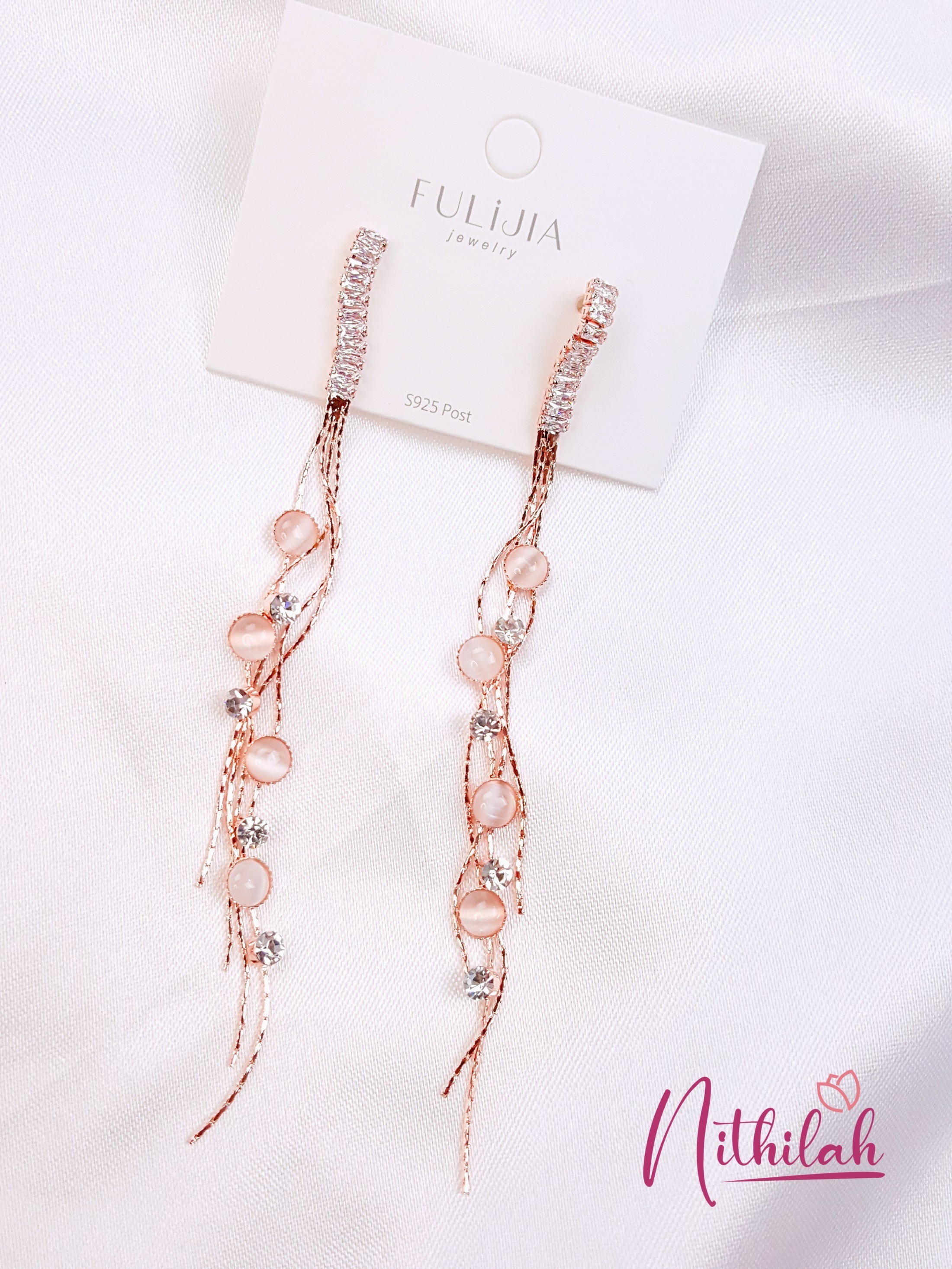 Buy Fancy Rose Gold Earrings Pink Drops Danglers