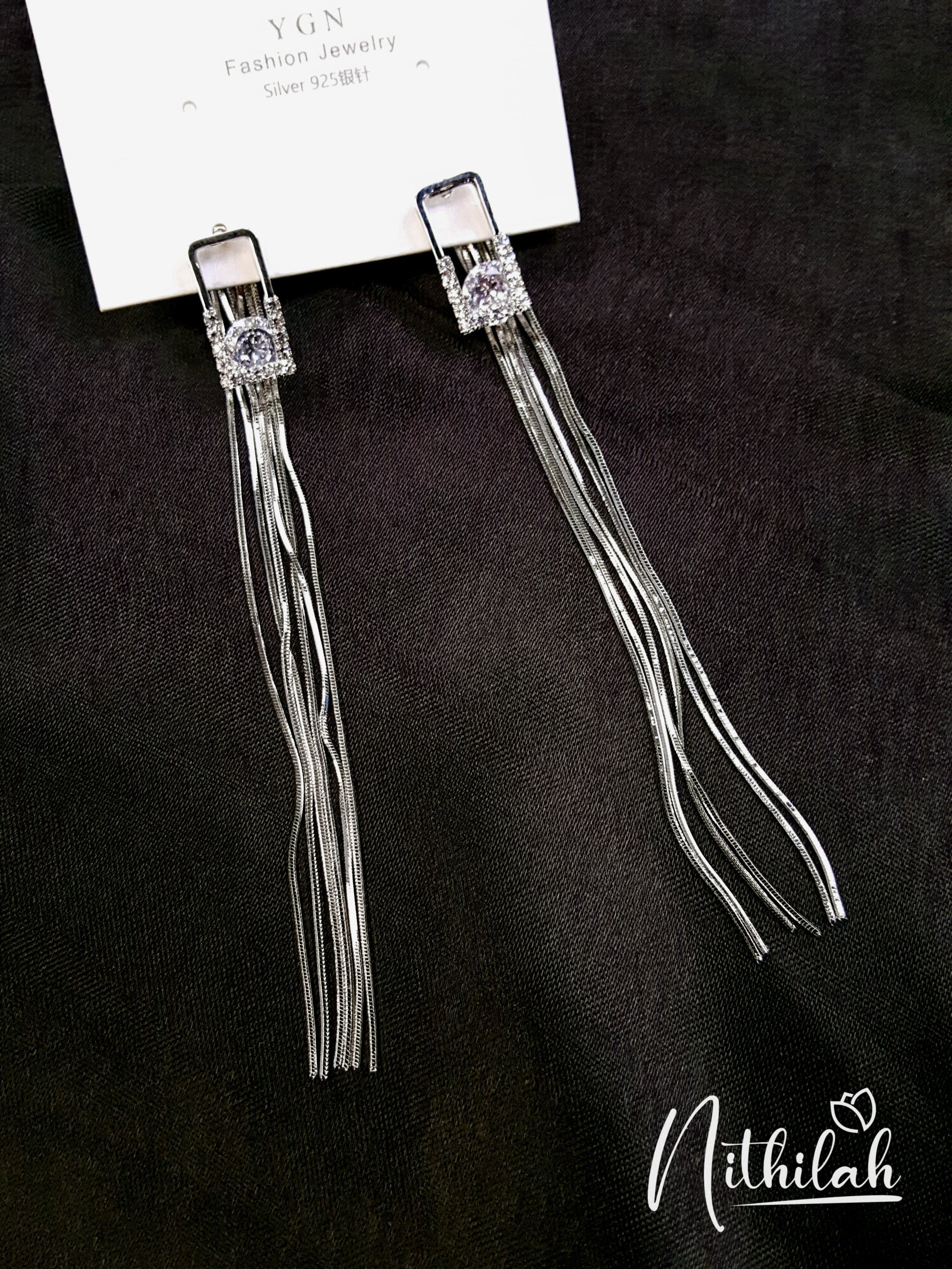 Buy Fancy Silver Earrings Straight Danglers