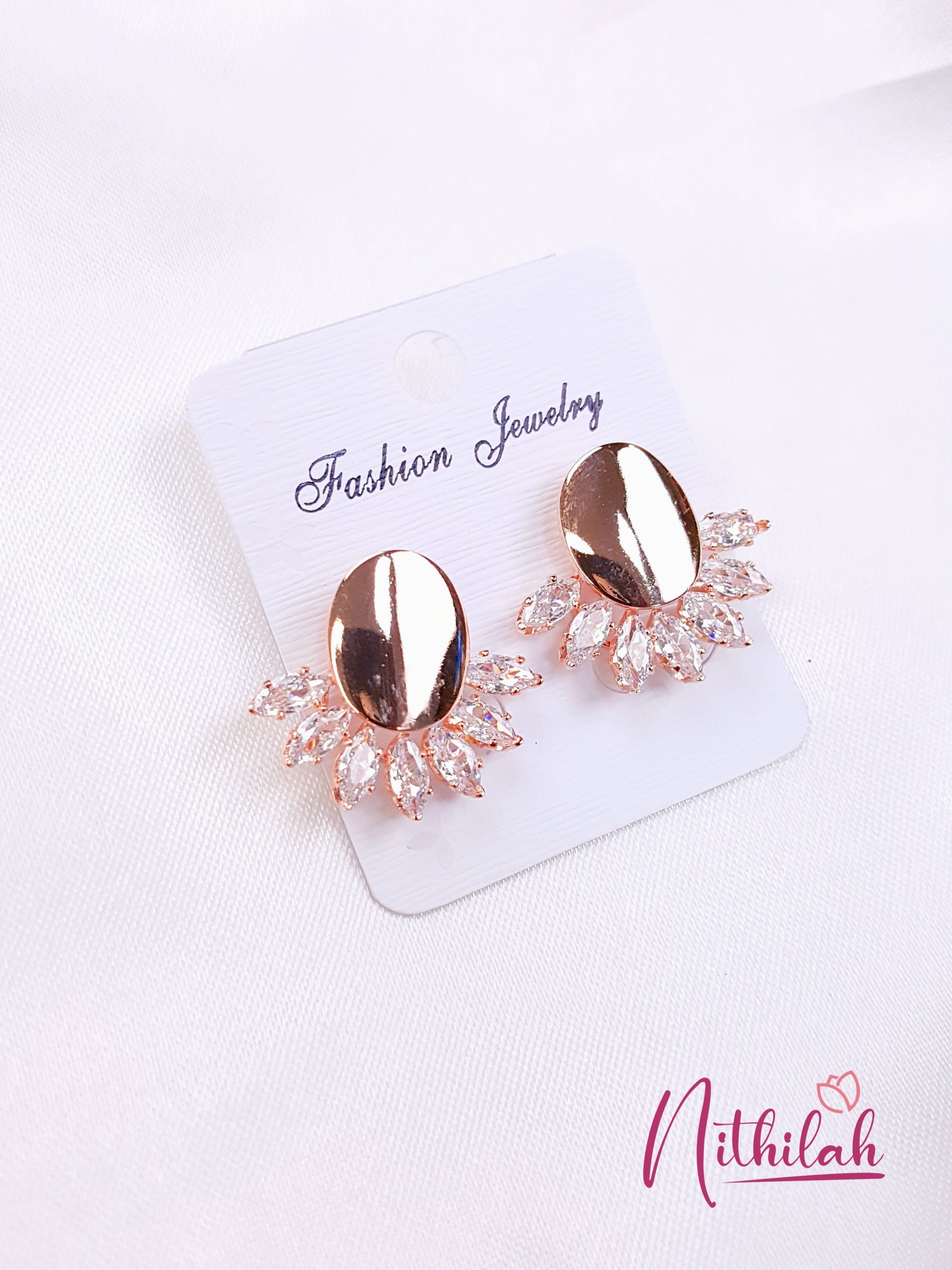 Buy Fancy Rose Gold Stud Oval