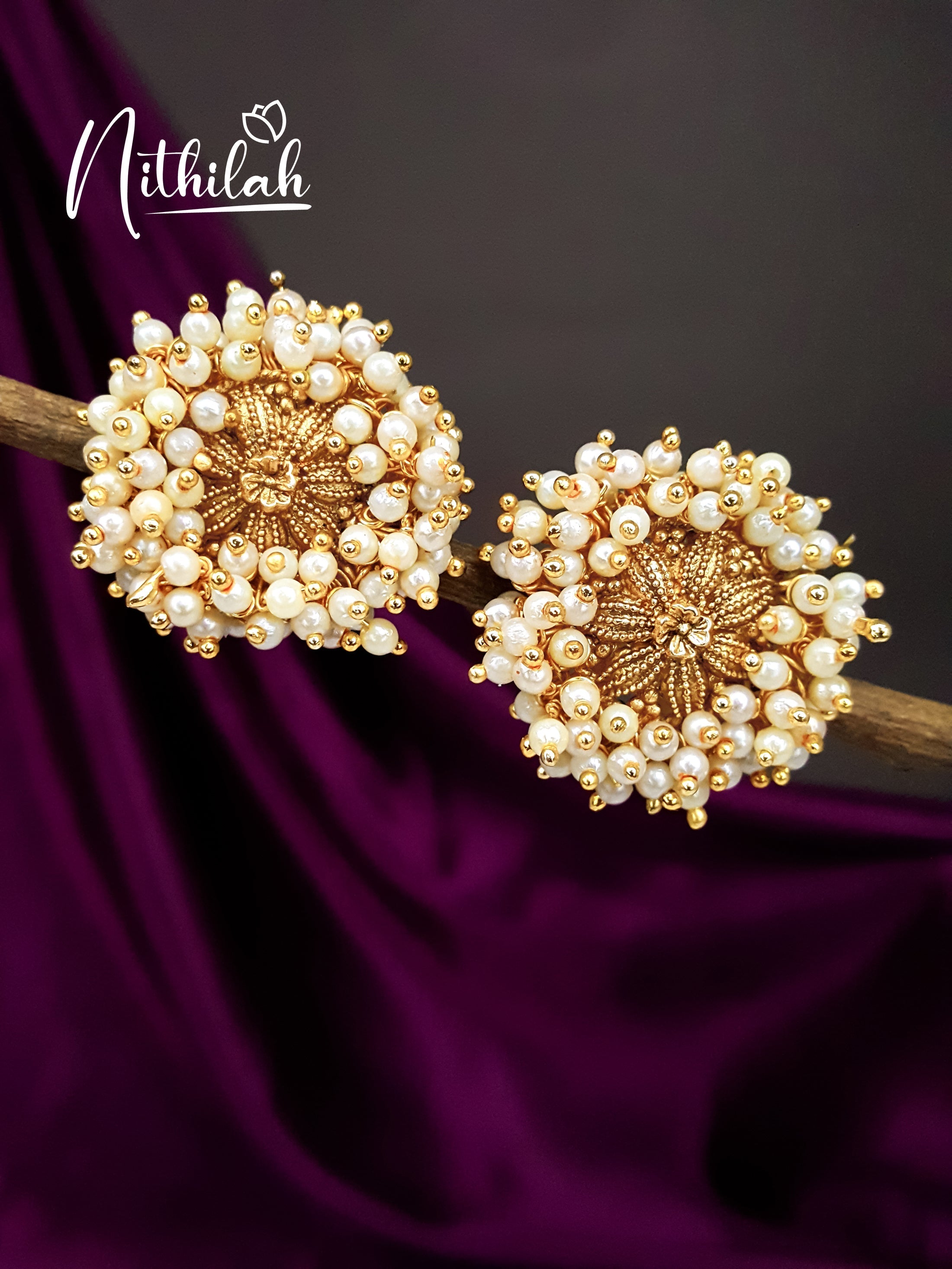 Gold Guttapusalu Stud Earring Design NRJE128