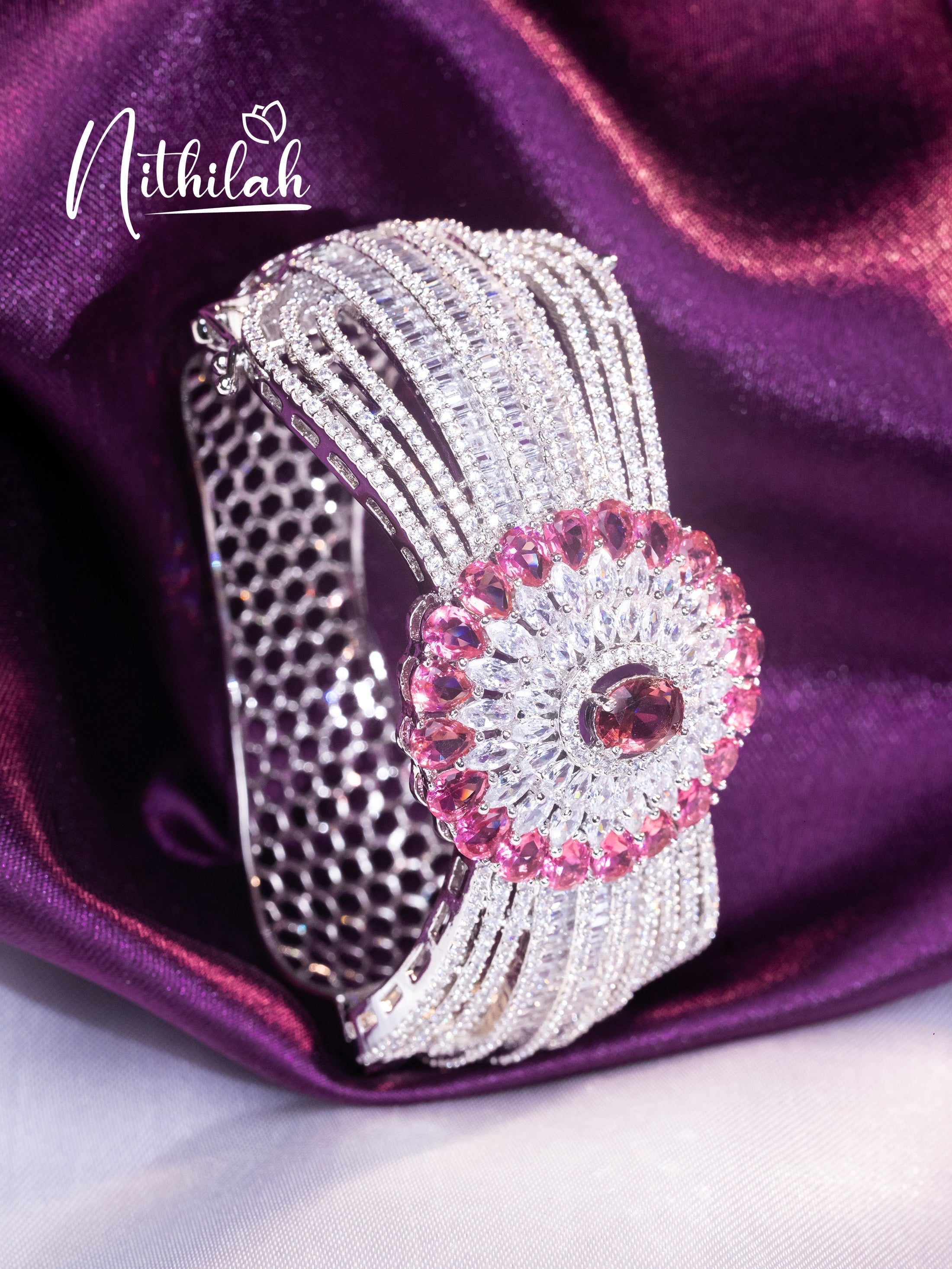 Buy Imitation Jewellery Gorgeous Silver AD Kada NSGL112 Online