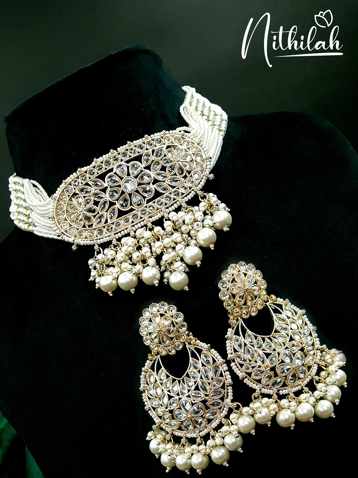 KUNDAN WHITE MICRO BEADS CHOKER 1  N06C101