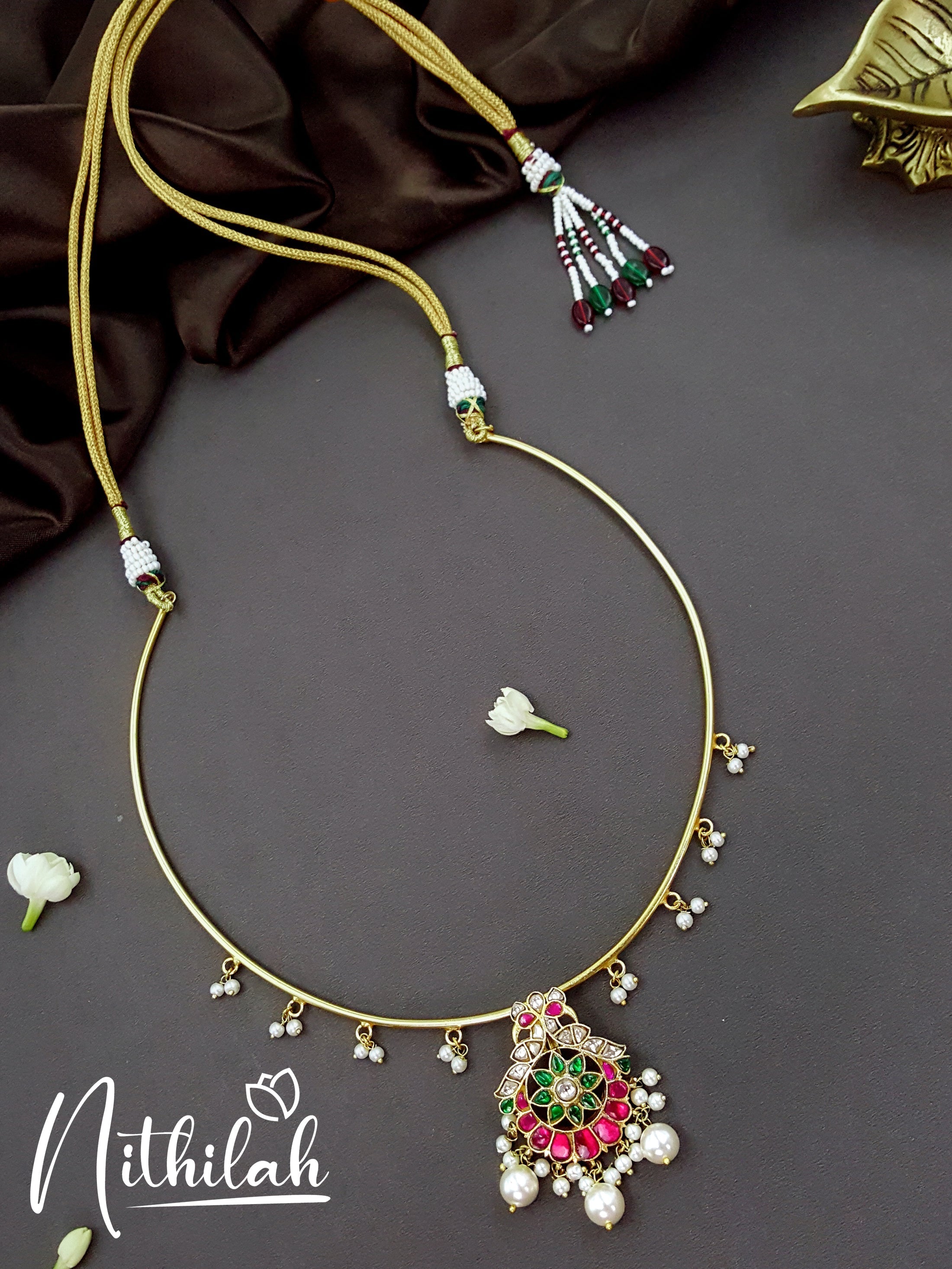 Kundan Jadau Pearl Drops Choker Hasli NSIC109