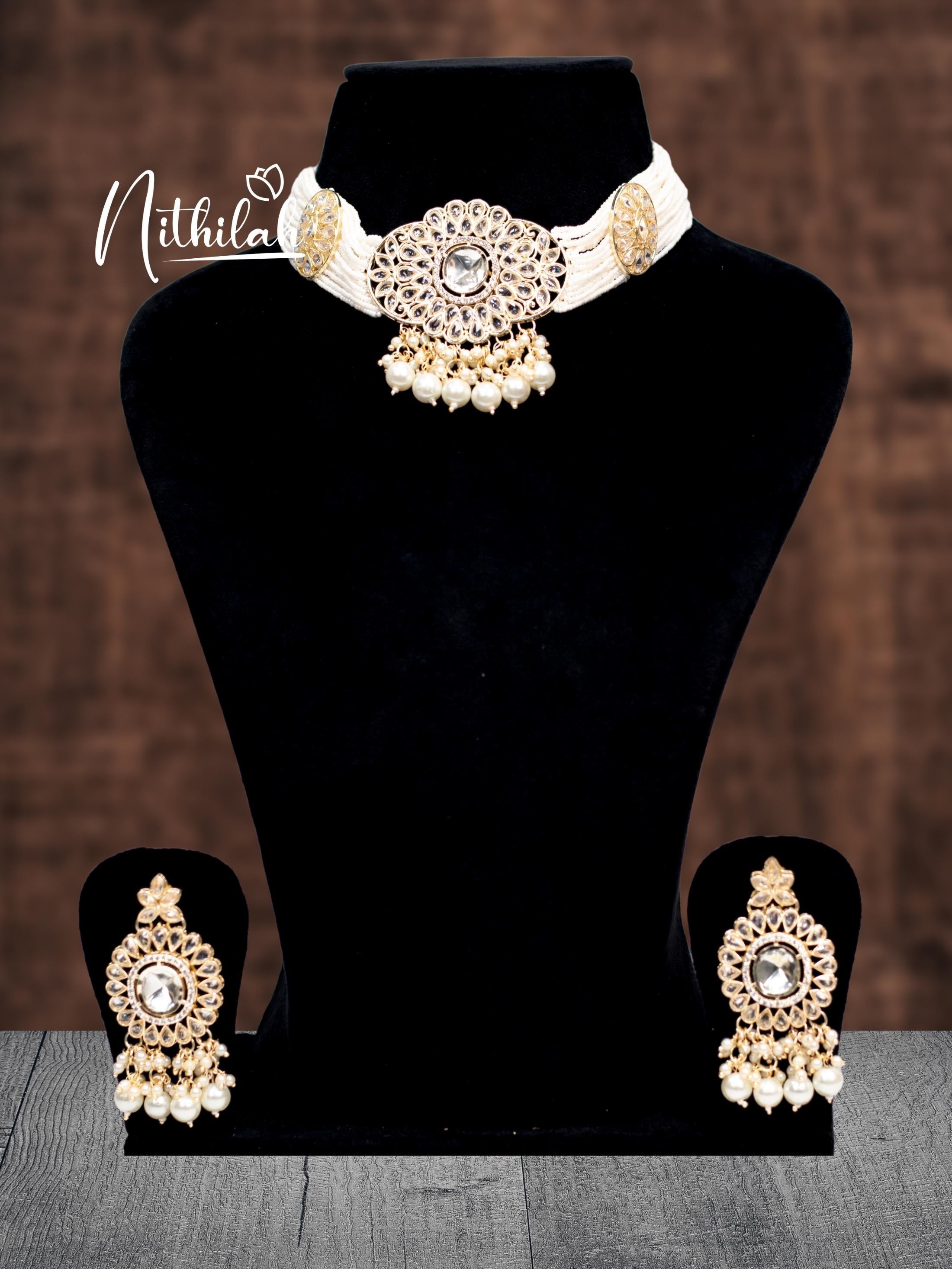 Kundan White Micro Beads Choker NZAC105