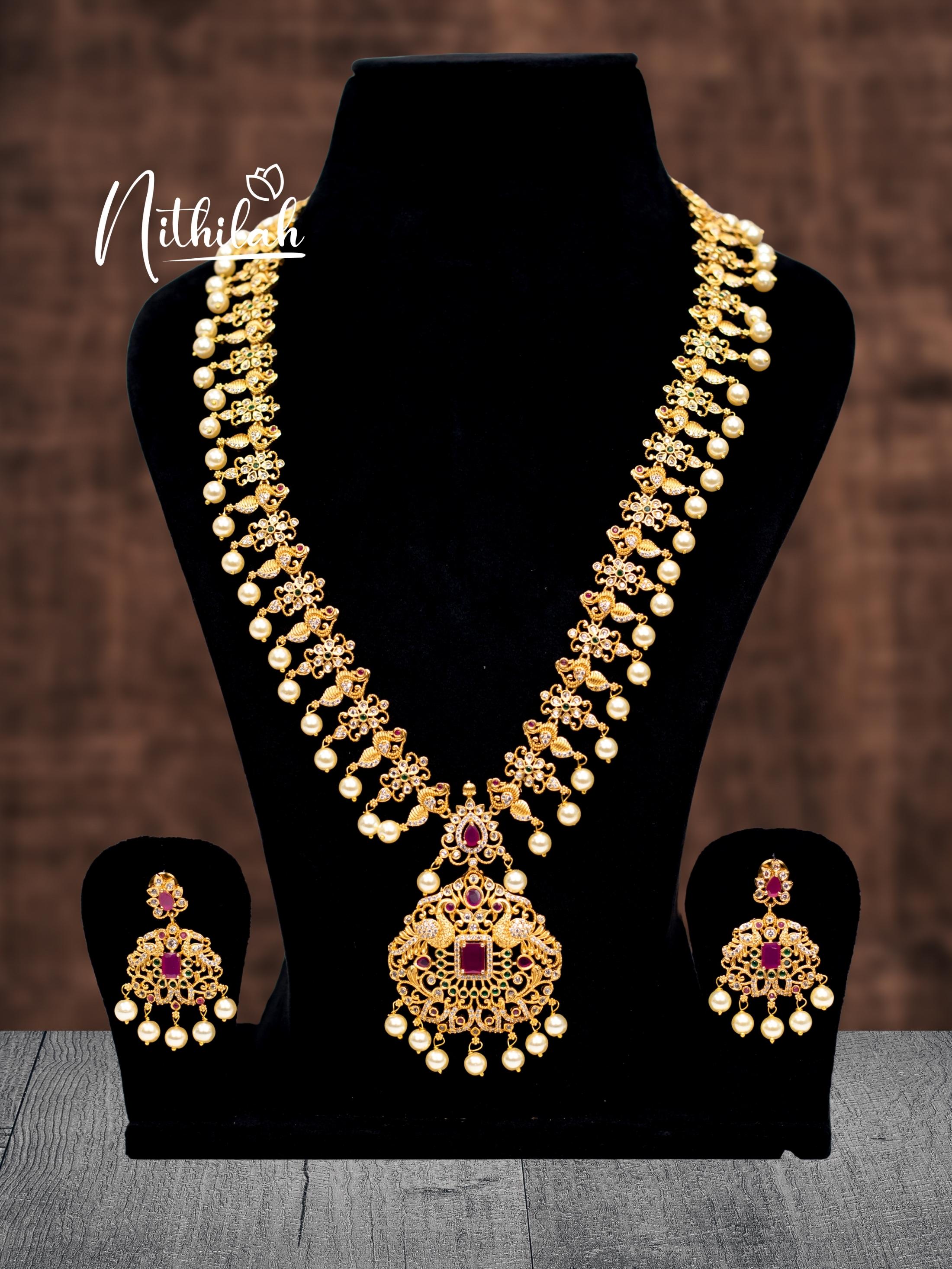 Buy Pearls Matte Finish Lakshmi Haram | Matte Finish Jewellery