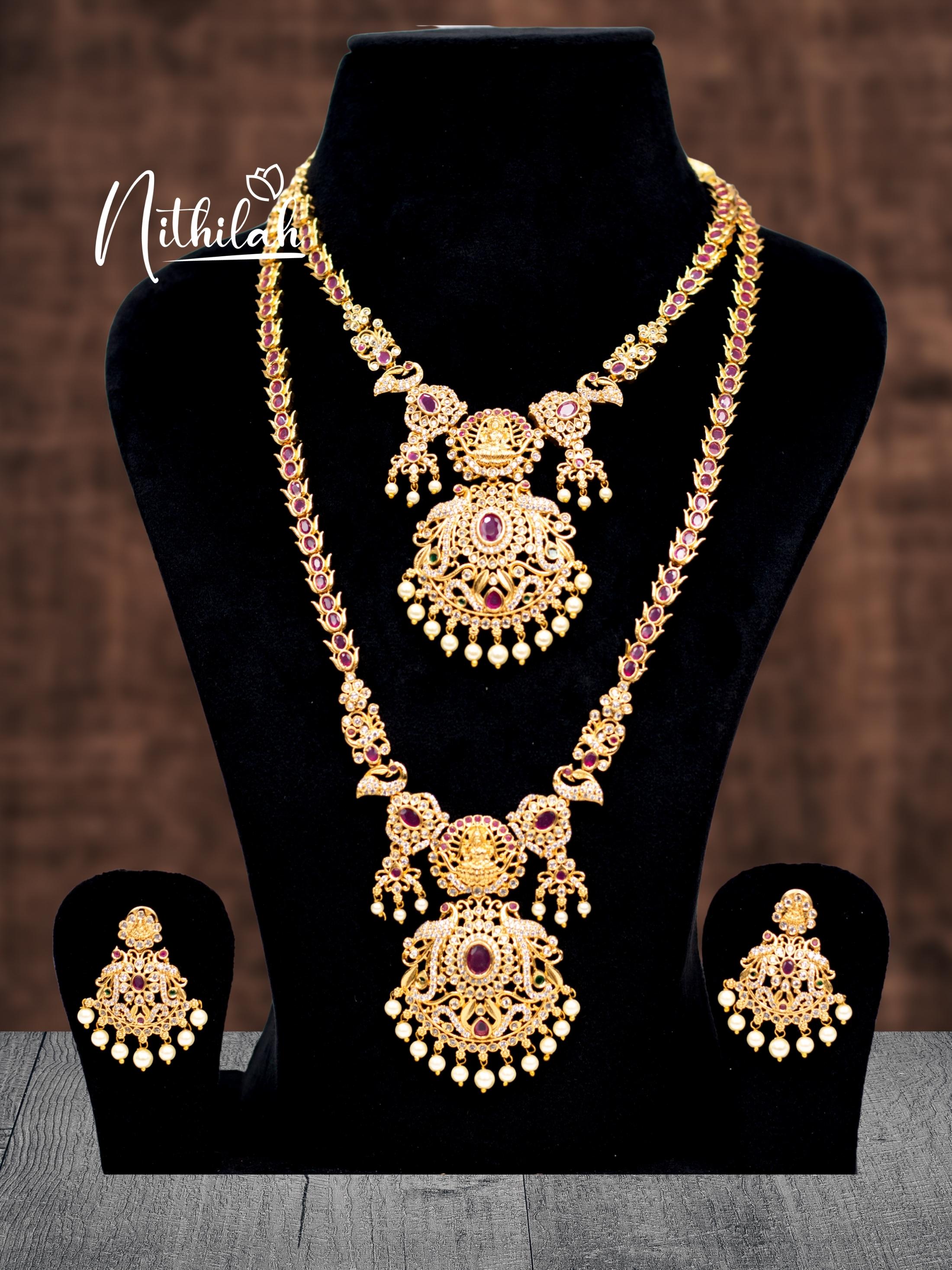 Matte Red Stone Lakshmi Jewel Set N07S105