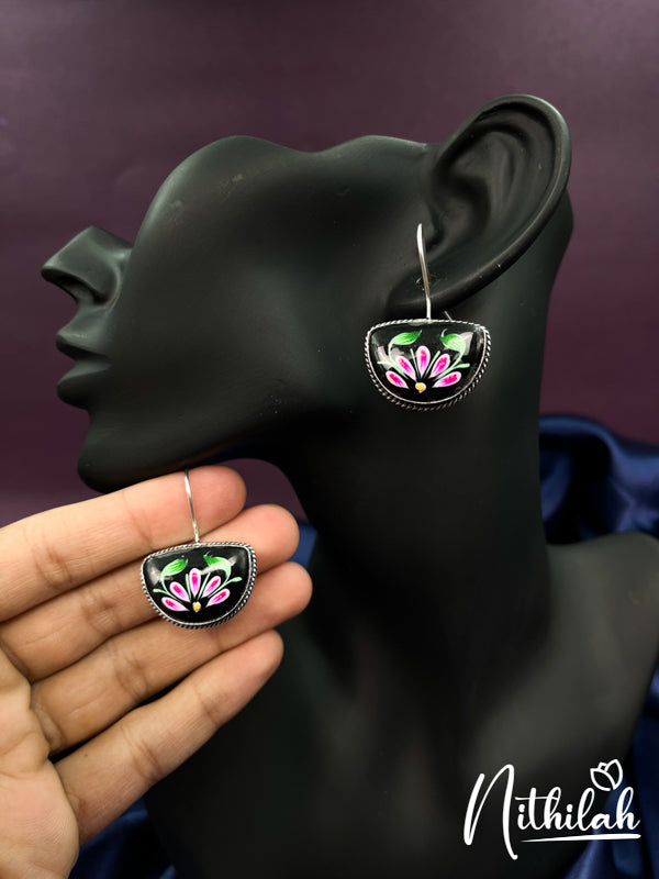 Meenakari Half Circle Black Oxidised Earrings N17E143
