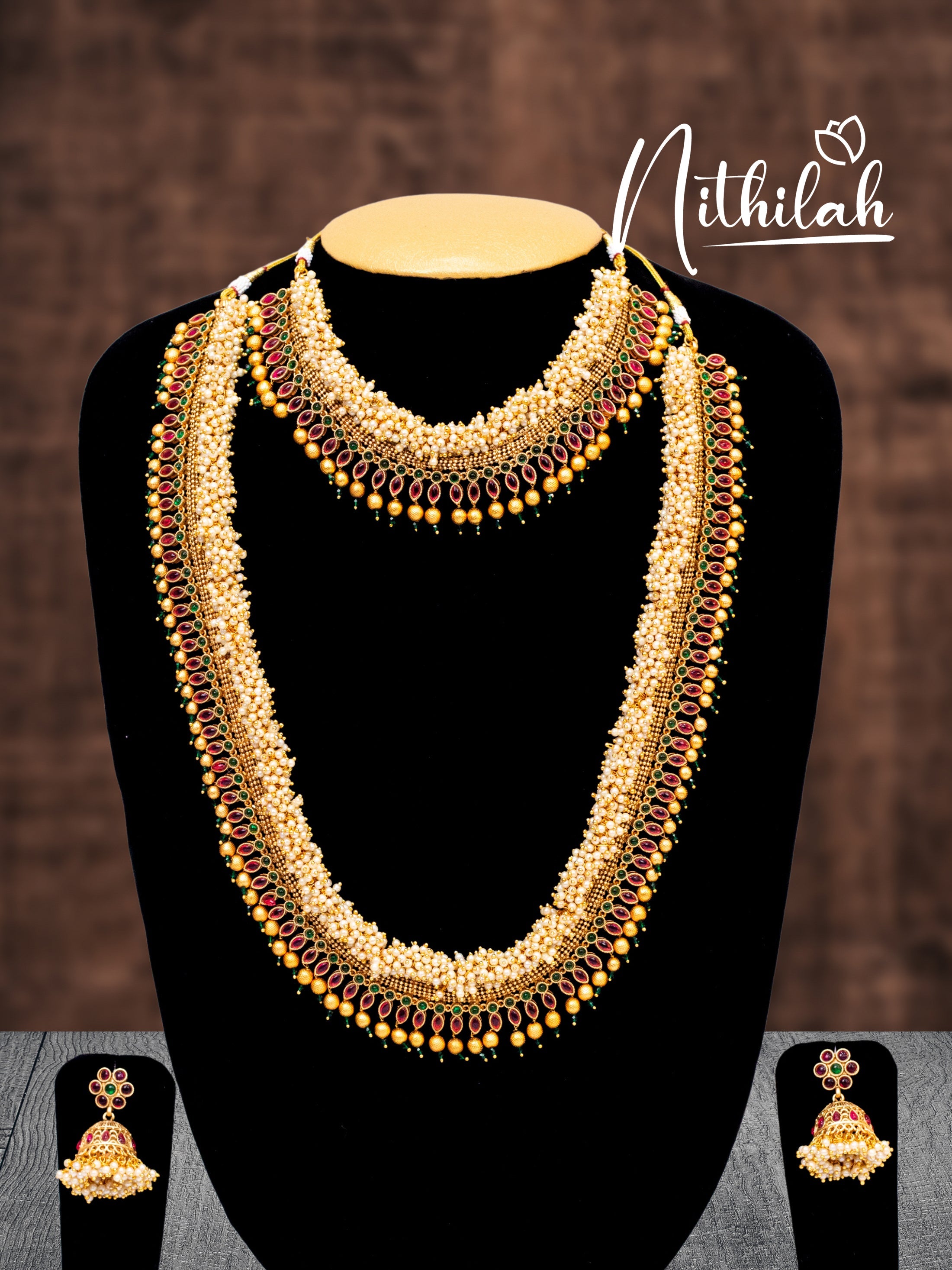 Pearl Bunch Multi Stone Jewel Set N08S108