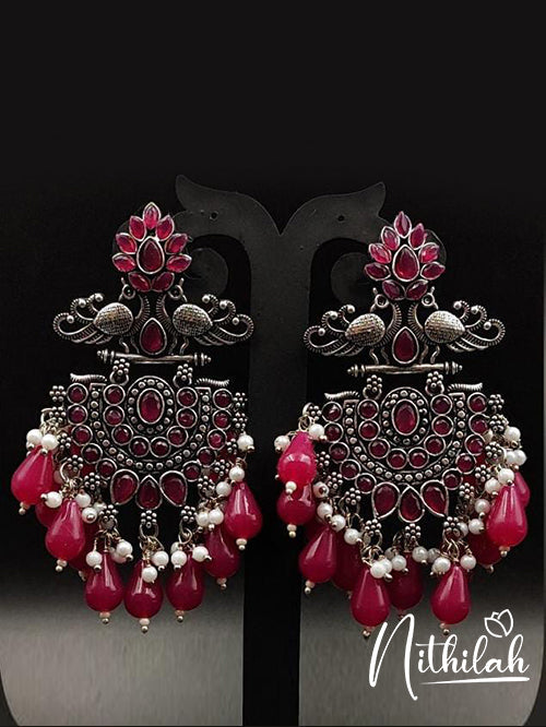 Buy Imitation Jewellery Party Color Pop Oxidised Earrings - Red NDCE110 Online