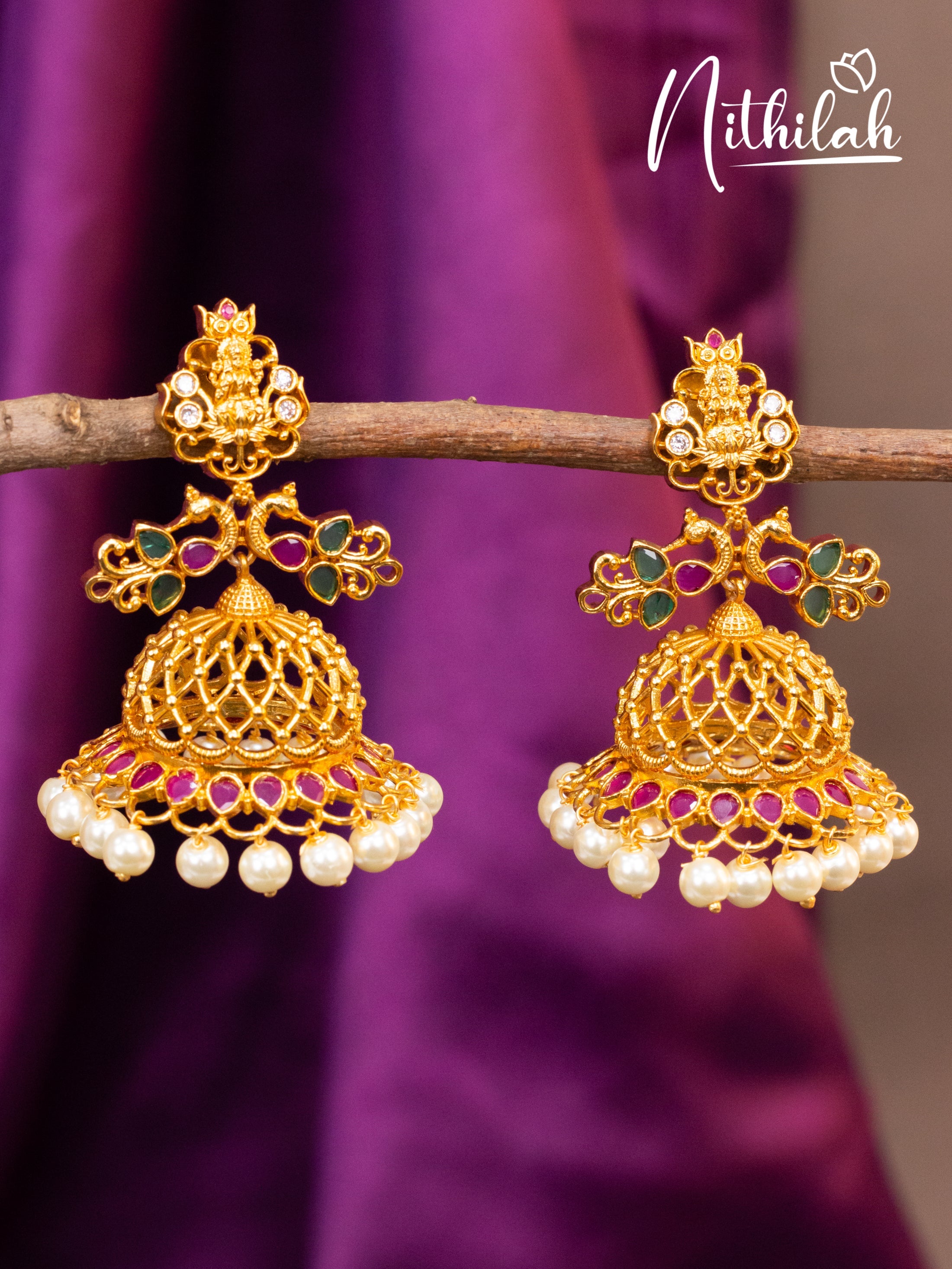 Pretty stone Jhumka Earrings 1 N03E121