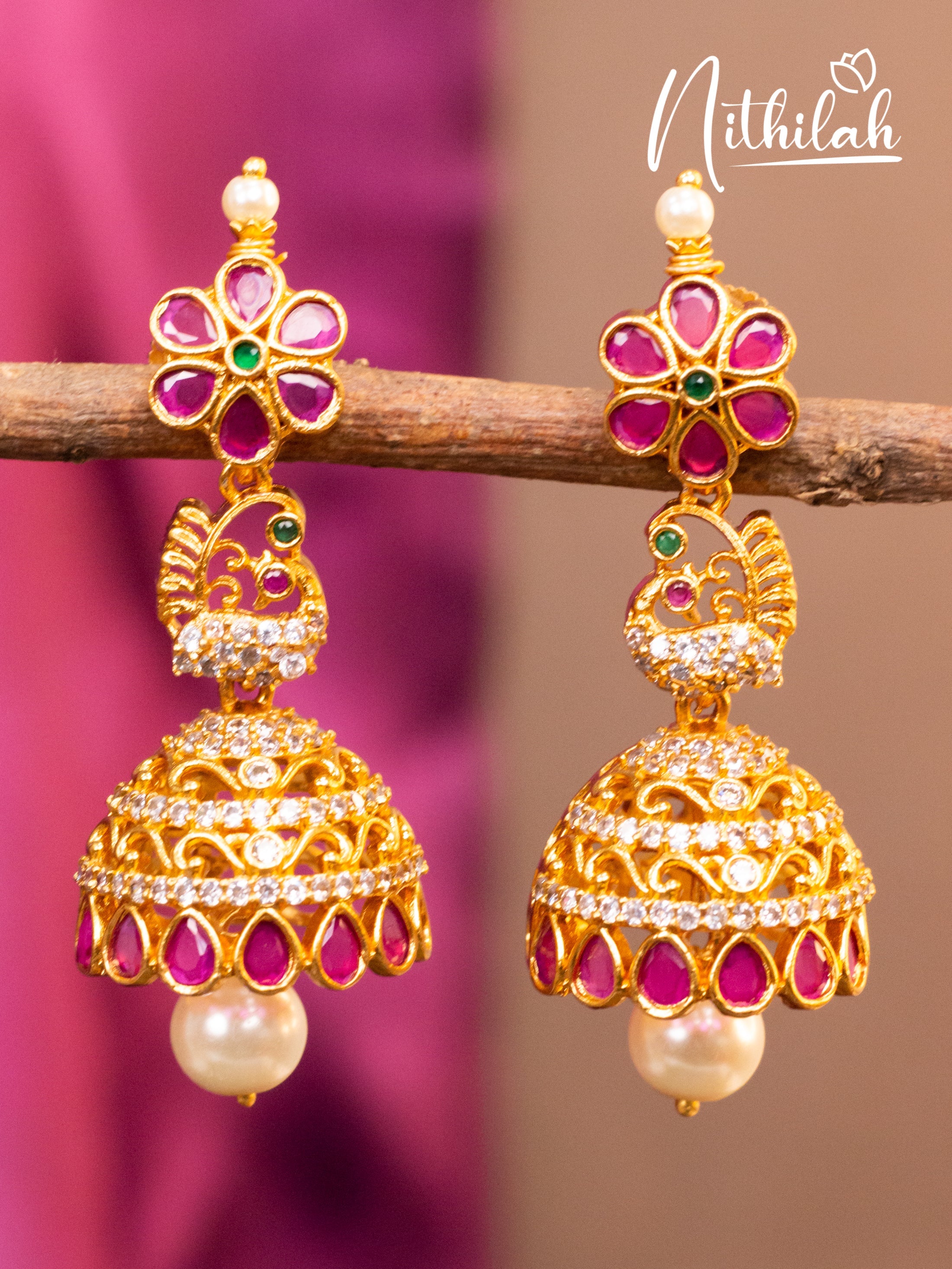 Pretty stone Jhumka Earrings 5 N08E181