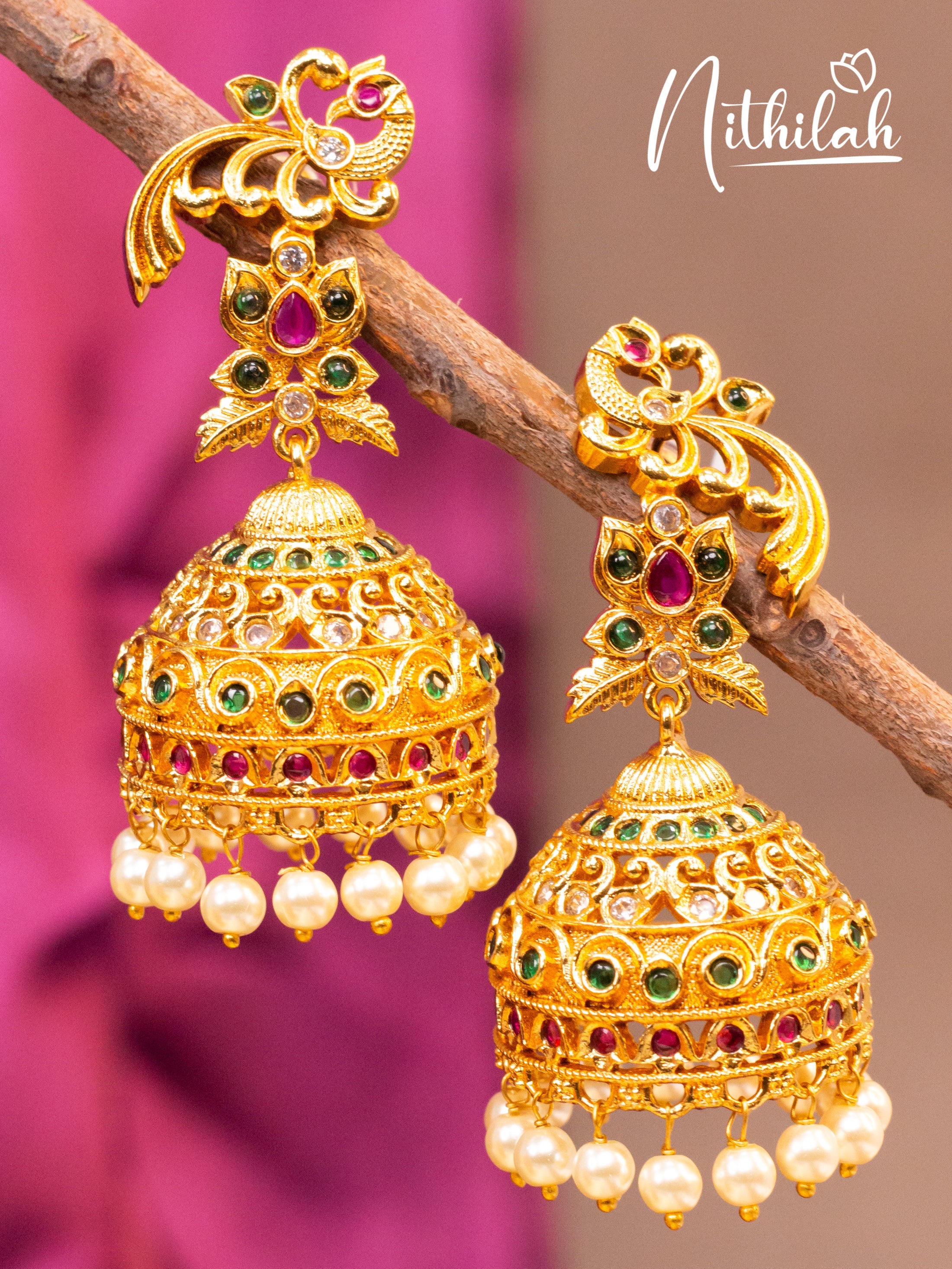 Pretty stone Jhumka Earrings 7 N08E180