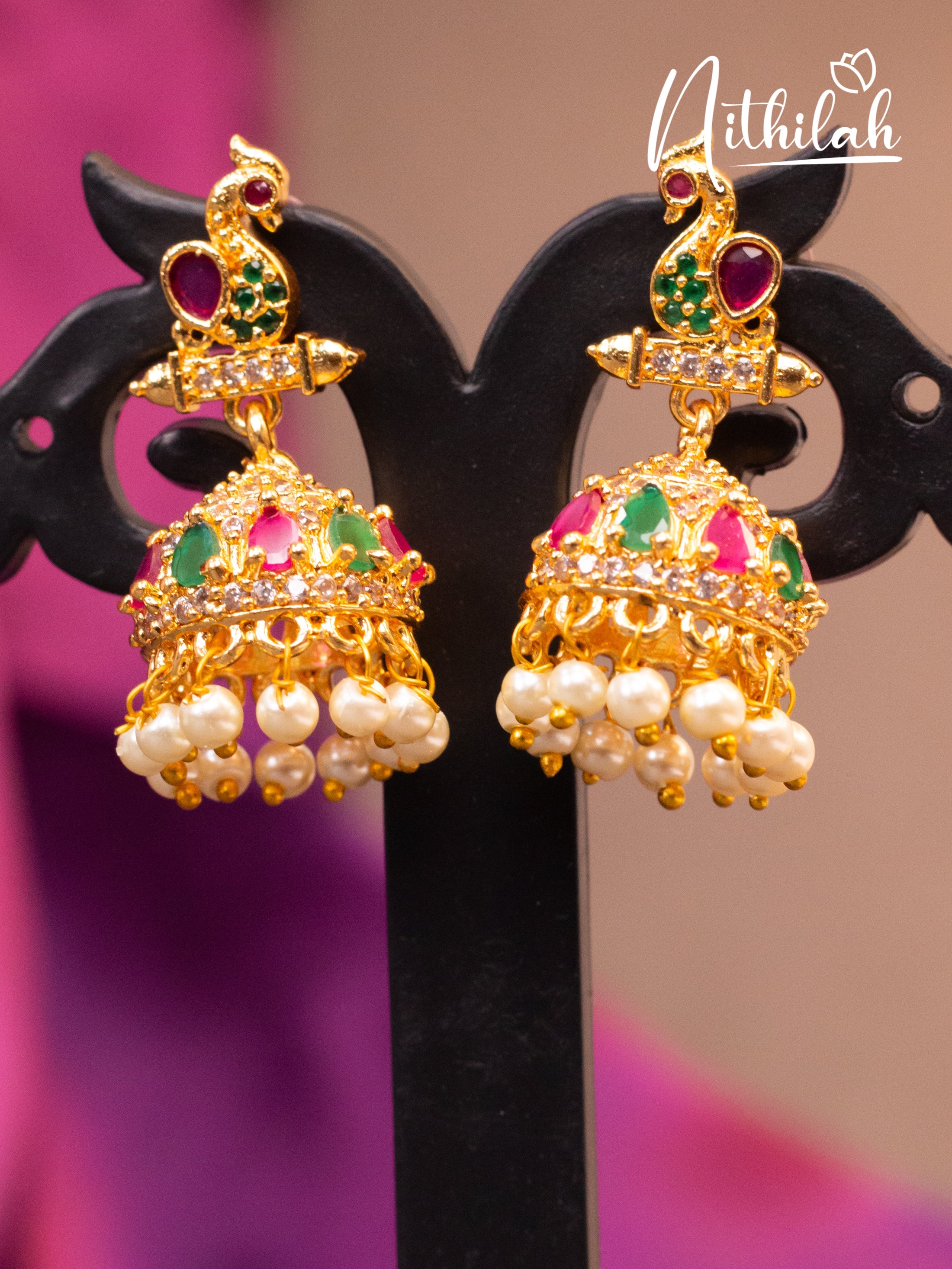 Small Peacock Jhumka Earrings N18E126
