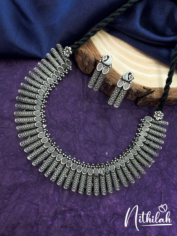 Trendy Pipes Oxidised Necklace N21N104