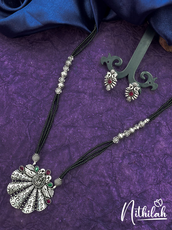 Black Beads Oxidised Choker Necklace 4 N21I118