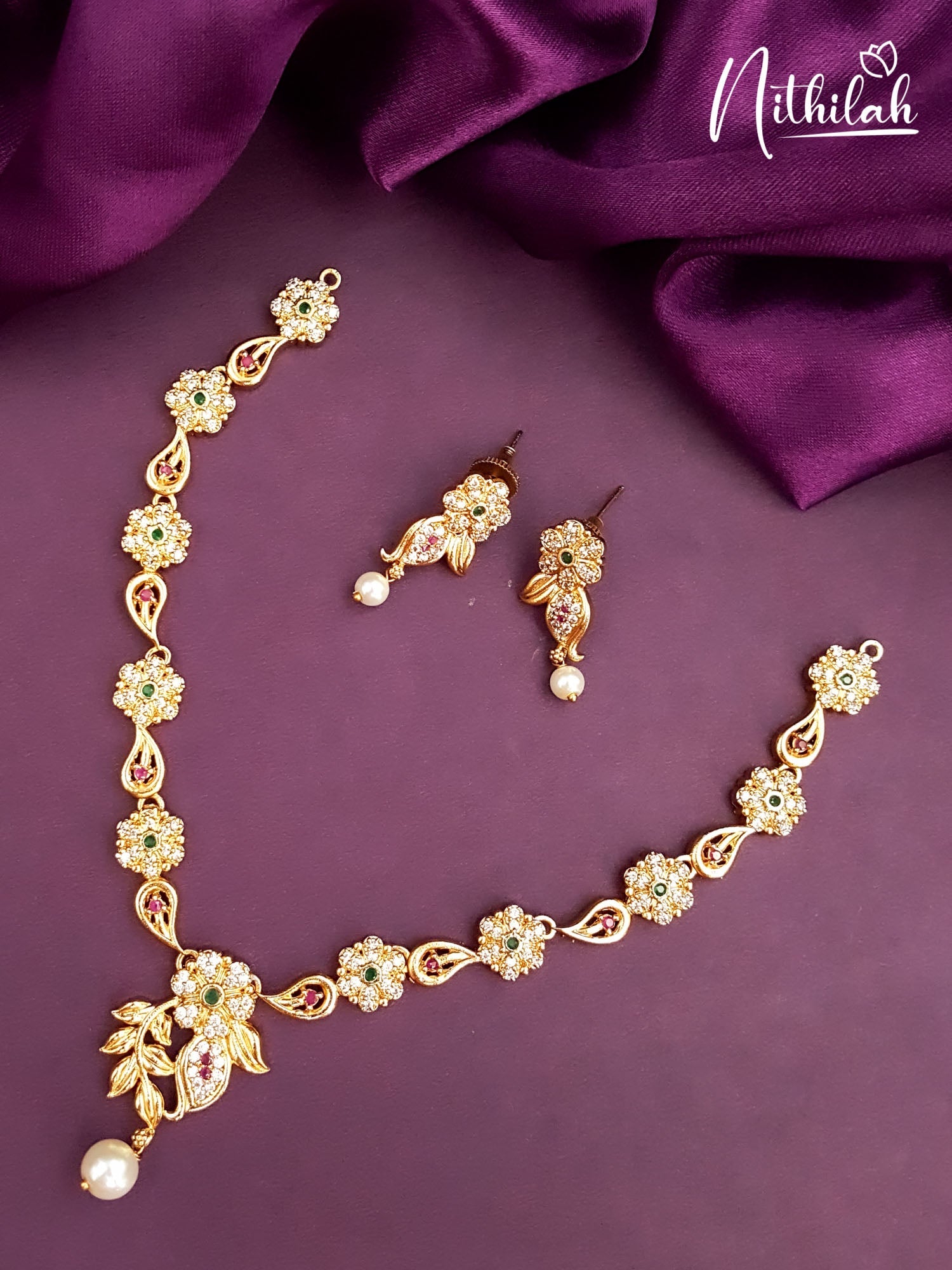 Buy AD Stone Necklace Online at Nithilah