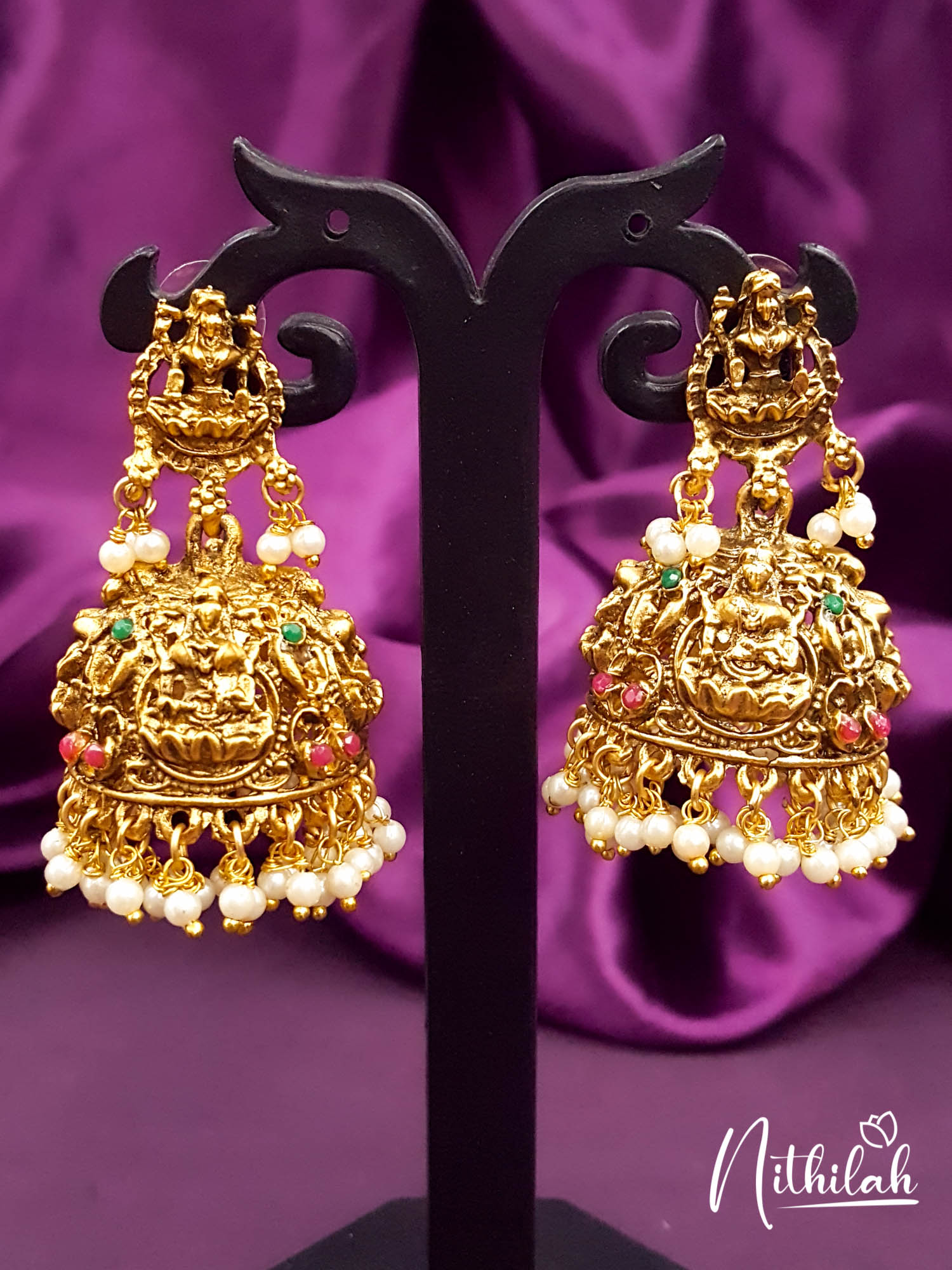 Silver matte big jumka earrings – Aabharana