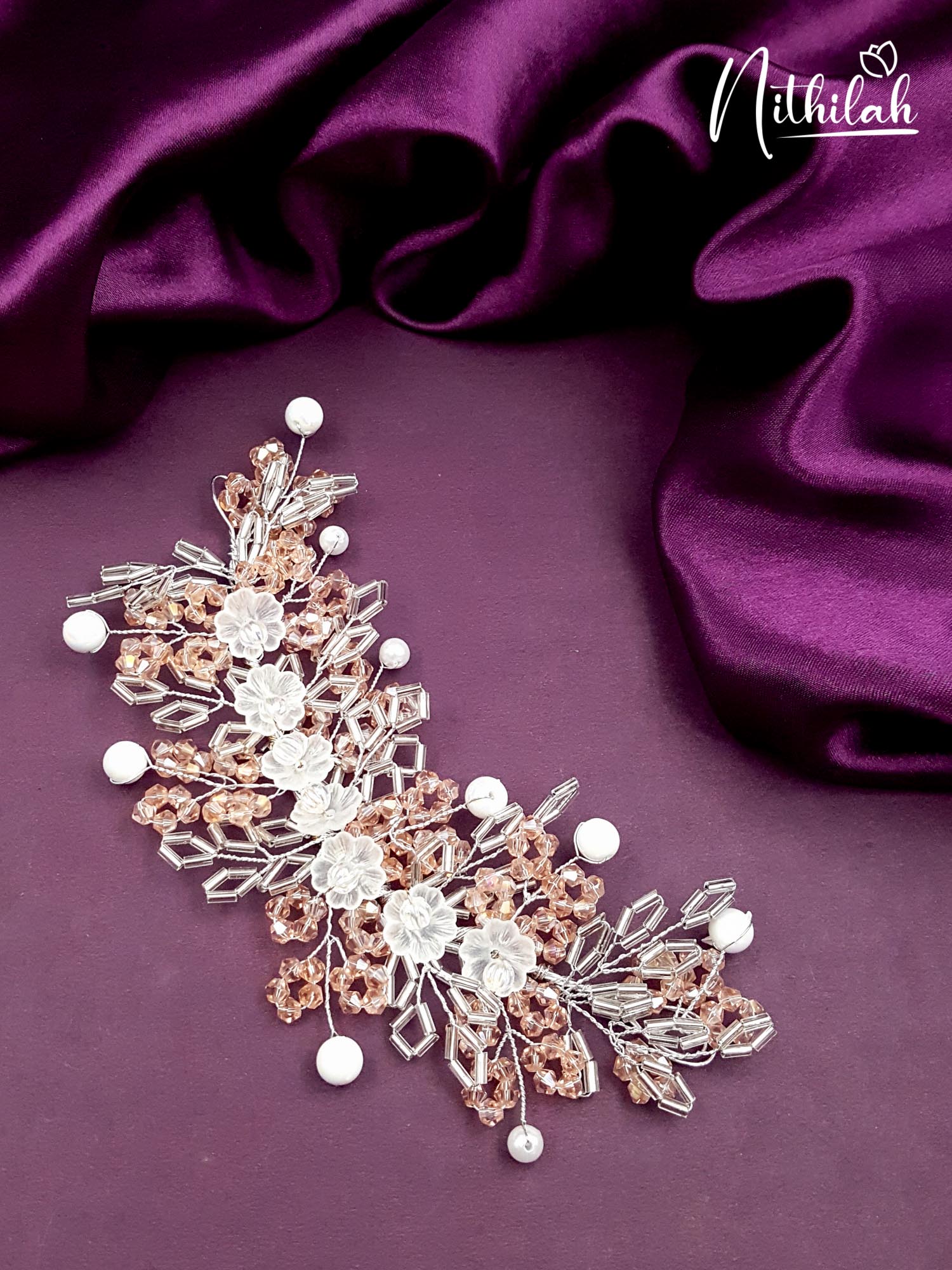 Gold With White Lomfox Crystal Pearl Hair Accessory Headband Hair Jewellery