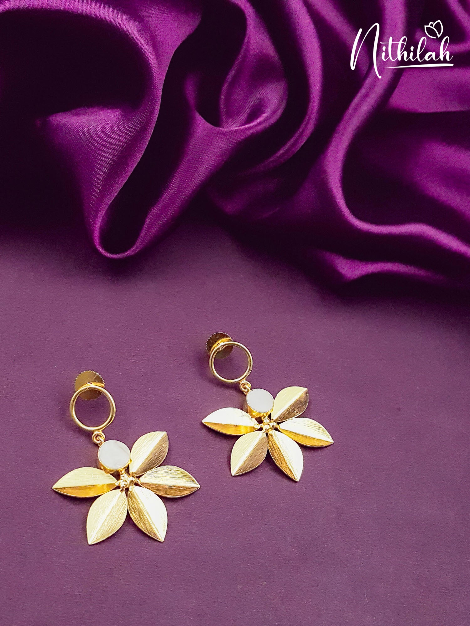 Half Flower Gold Design Earrings
