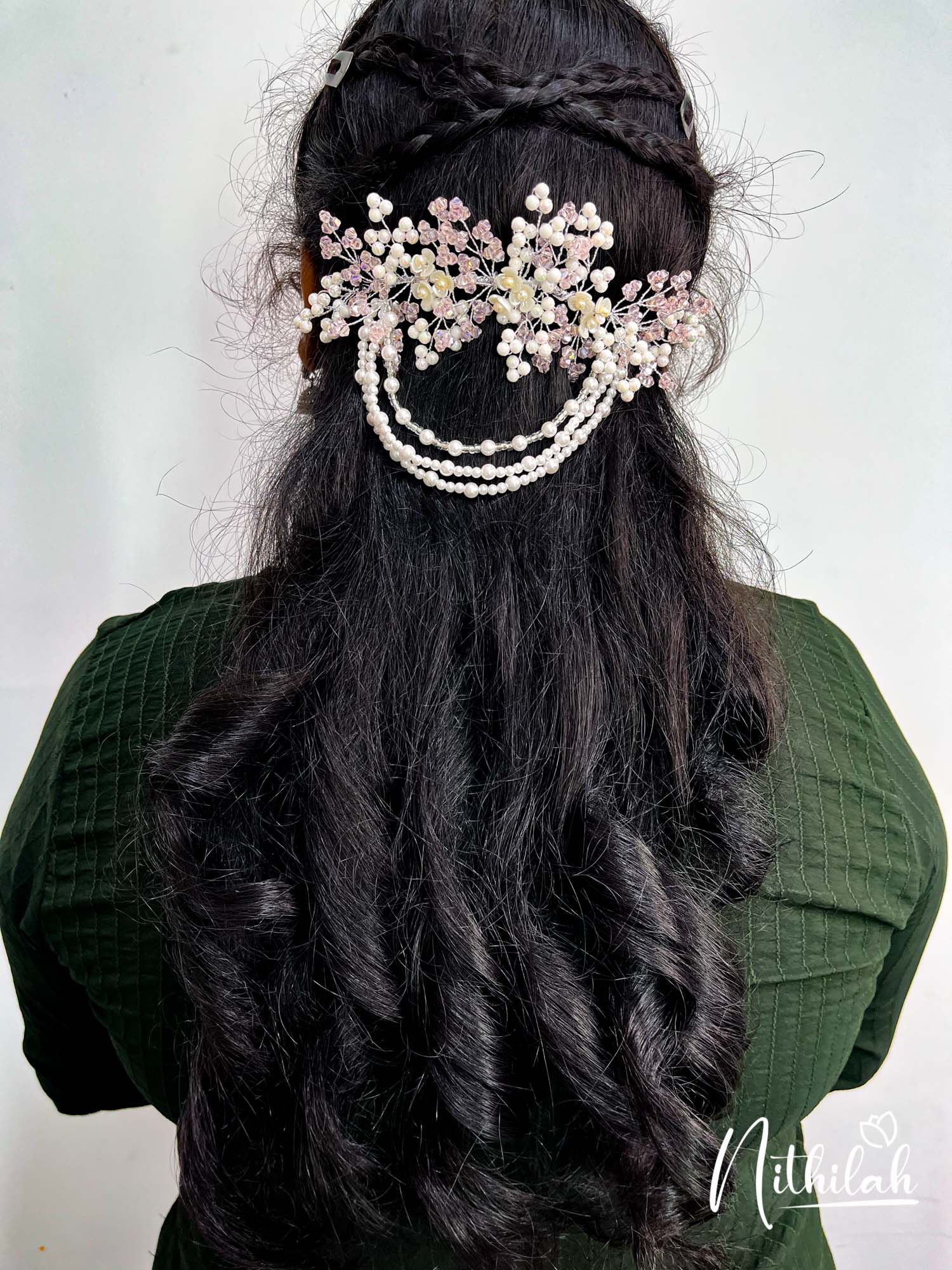 Gold With White Lomfox Crystal Pearl Hair Accessory Headband Hair Jewellery