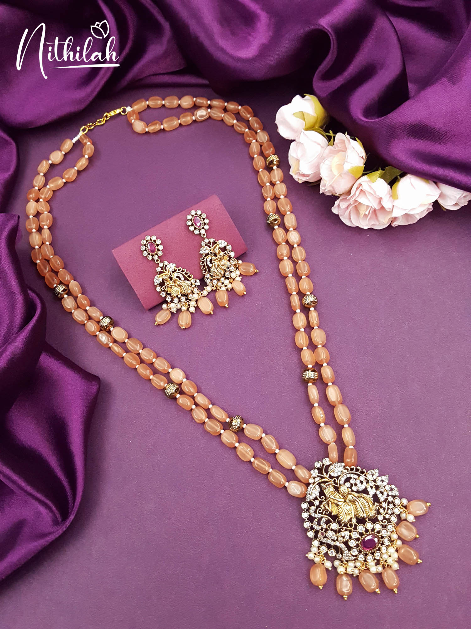 Krishan Design 2 Layer Moissanite Beads Victorian Haram
