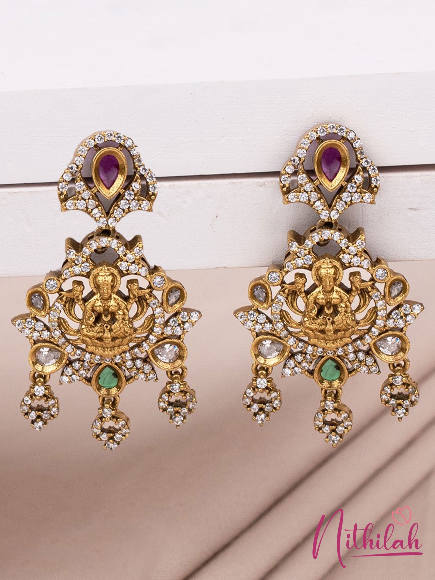 Buy online Rosegold Plated Pink Ad Studded Chandbali Earrings from fashion  jewellery for Women by Saraf Rs Jewellery for ₹1169 at 74% off | 2024  Limeroad.com
