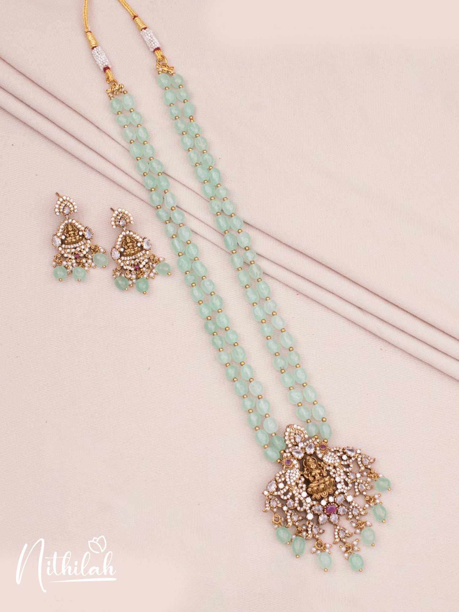 Lakshmi Design Green 2 Layer Moissanite Beads Victorian Haram