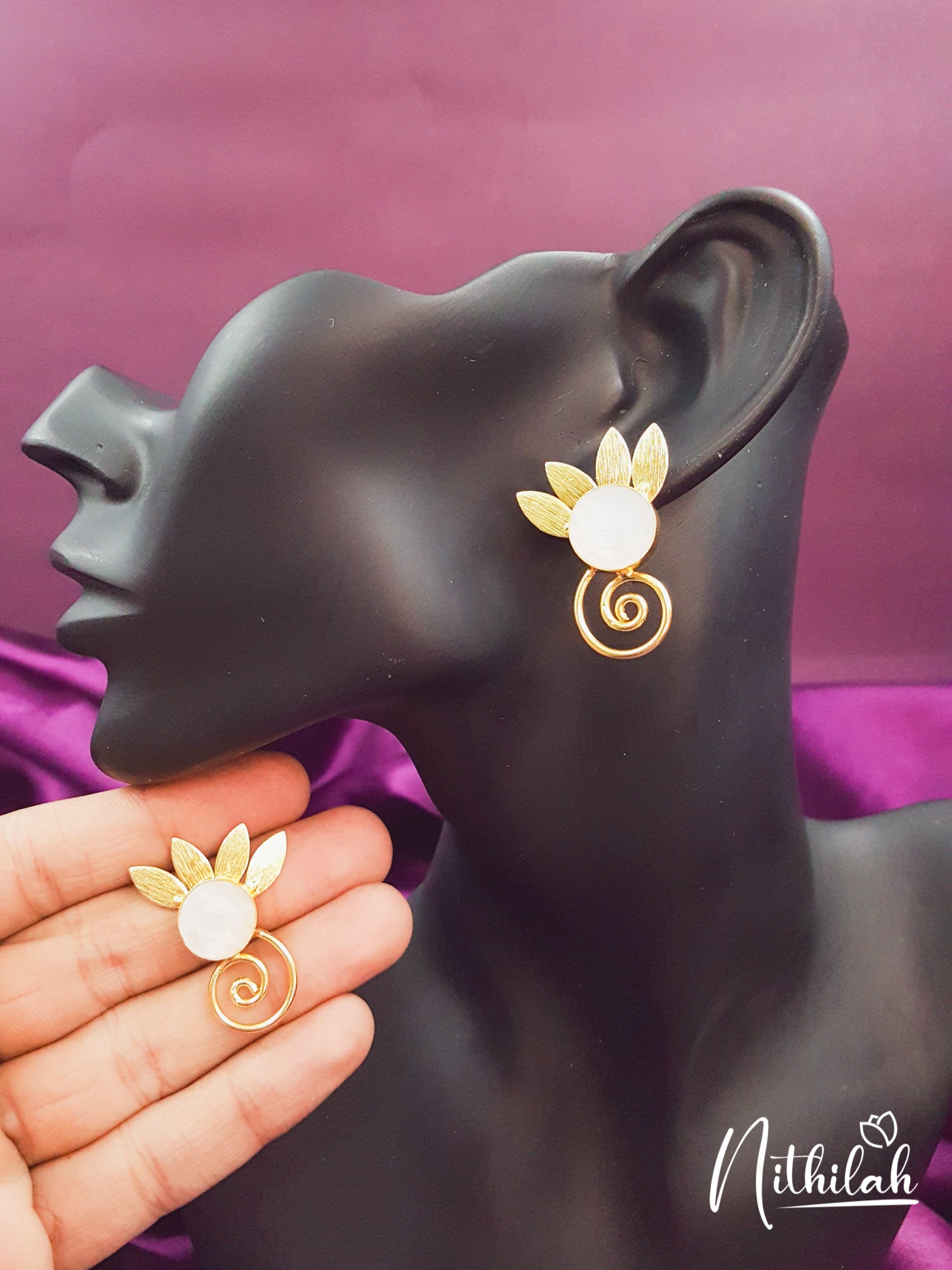 Leaves and Spiral MOP Earrings
